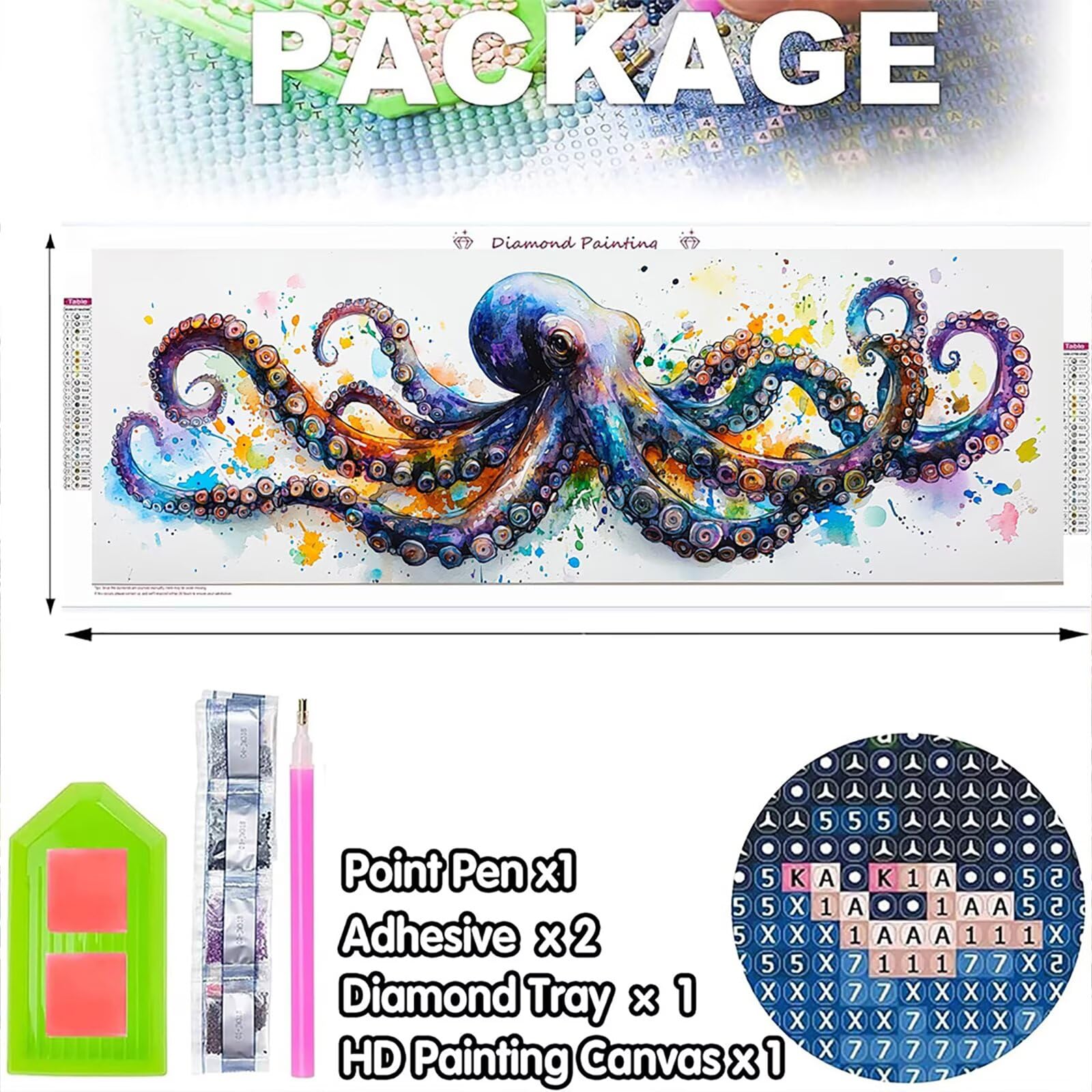 5D DIY ośmiornica diamentowy obraz duży rozmiar 80 x 240 cm, diamentowe malowanie dorosłe zwierzę, malowanie diamentowe haft ścieg krzyżykowy kryształ górski kreatywny zestaw do dekoracji wnętrz TU0N