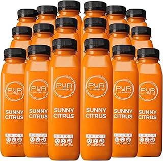PUR Cold Pressed Daily Juice Kit | Cold-Pressed Juice for Cleanse, Hydration & Digestion | 18-Pack of Sunny Citrus | Electrolytes & Antioxidants | Non-GMO, No Additives (12 fl oz (18 Pack), Sunny Citrus)