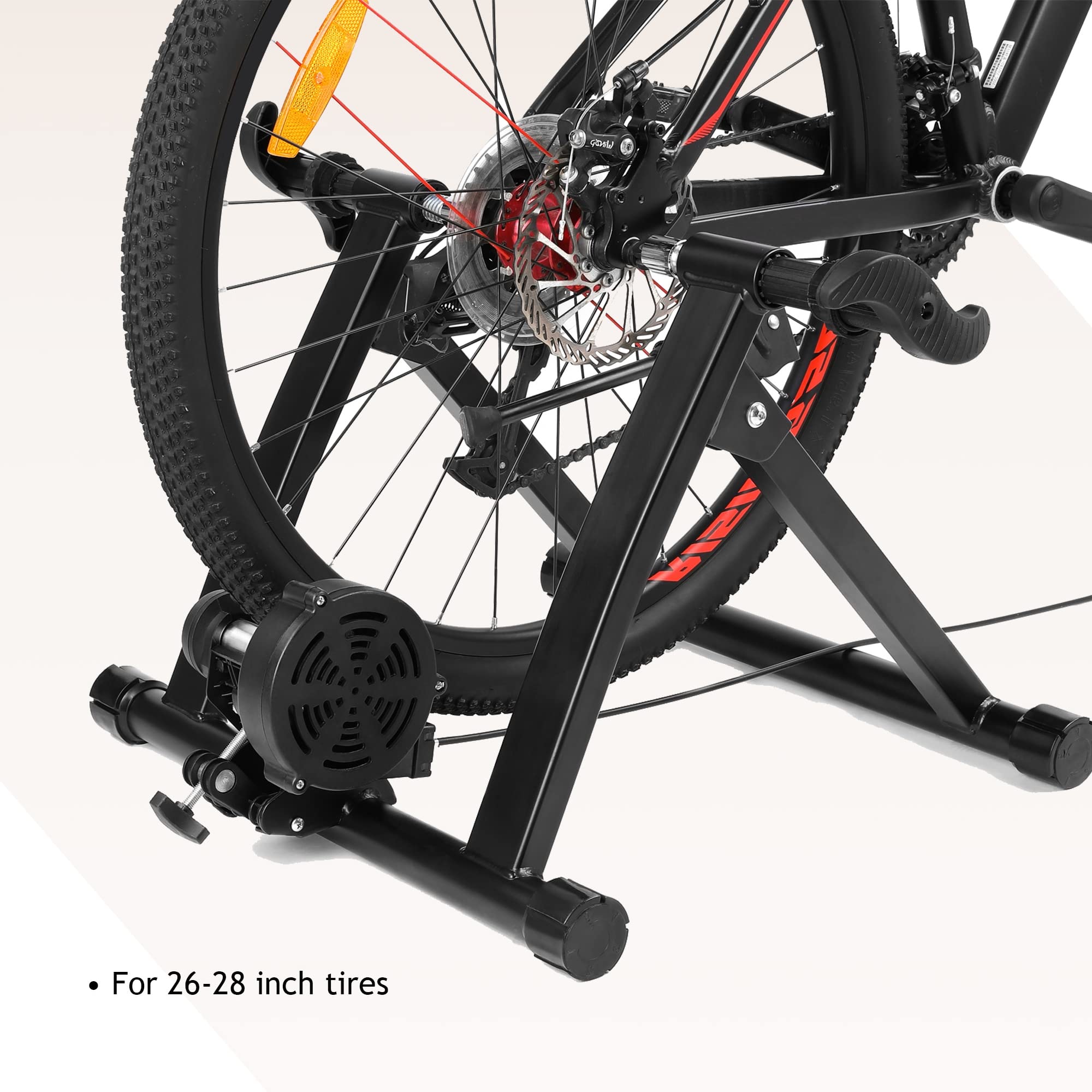 Home Trainer GYMAX – Résistance Magnétique 5 Niveaux, Silencieux, Cadre Acier, 150 Kg, Pour Vélos Route/VTT