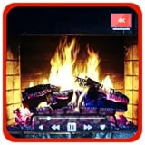 暖炉の炎が放つ穏やかな光と安らぎ – UHD暖炉の炎と心地よいパチパチ音、スリープタイマー付き
