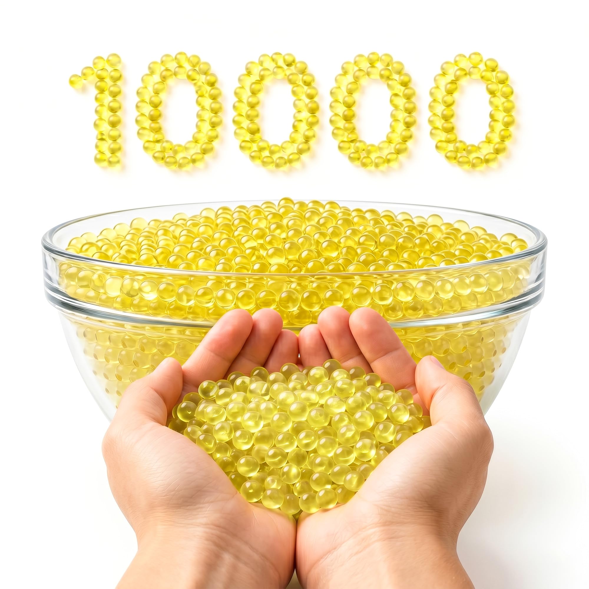 Verat Gel Blaster Refill Water Beads Transparent for Gun Suitable Size 7β8mm Safe Non-Toxic Ammo for Gel Guns & Decorative Vase Filler (This Gel Balls for Specially for Gun) (1 Packets, Yellow 10000)