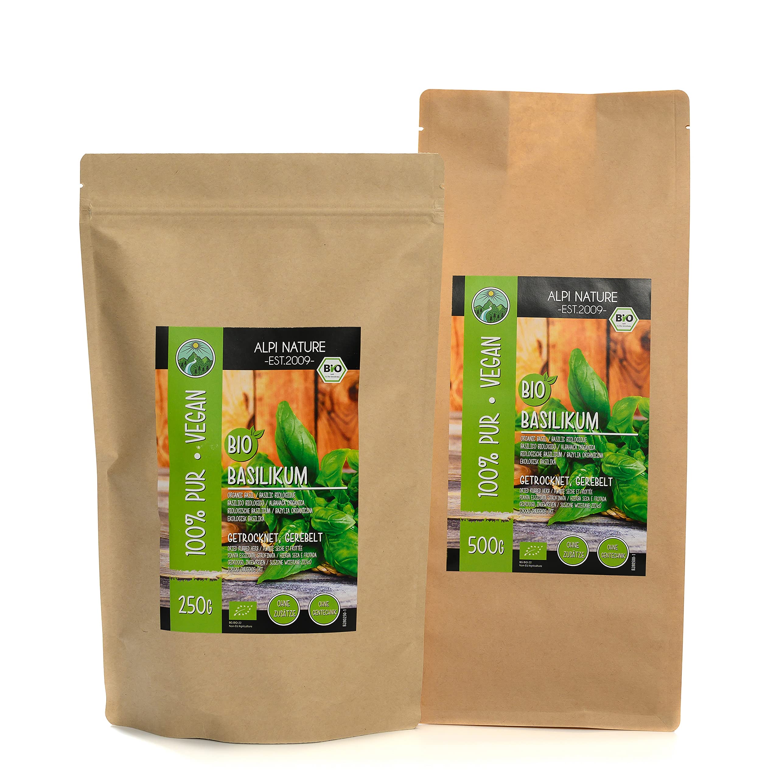Alpi Nature Ekologiczna Suszona Bazylia 250g, Suszone Cięte Liście Bazylii, Włoska Przyprawa