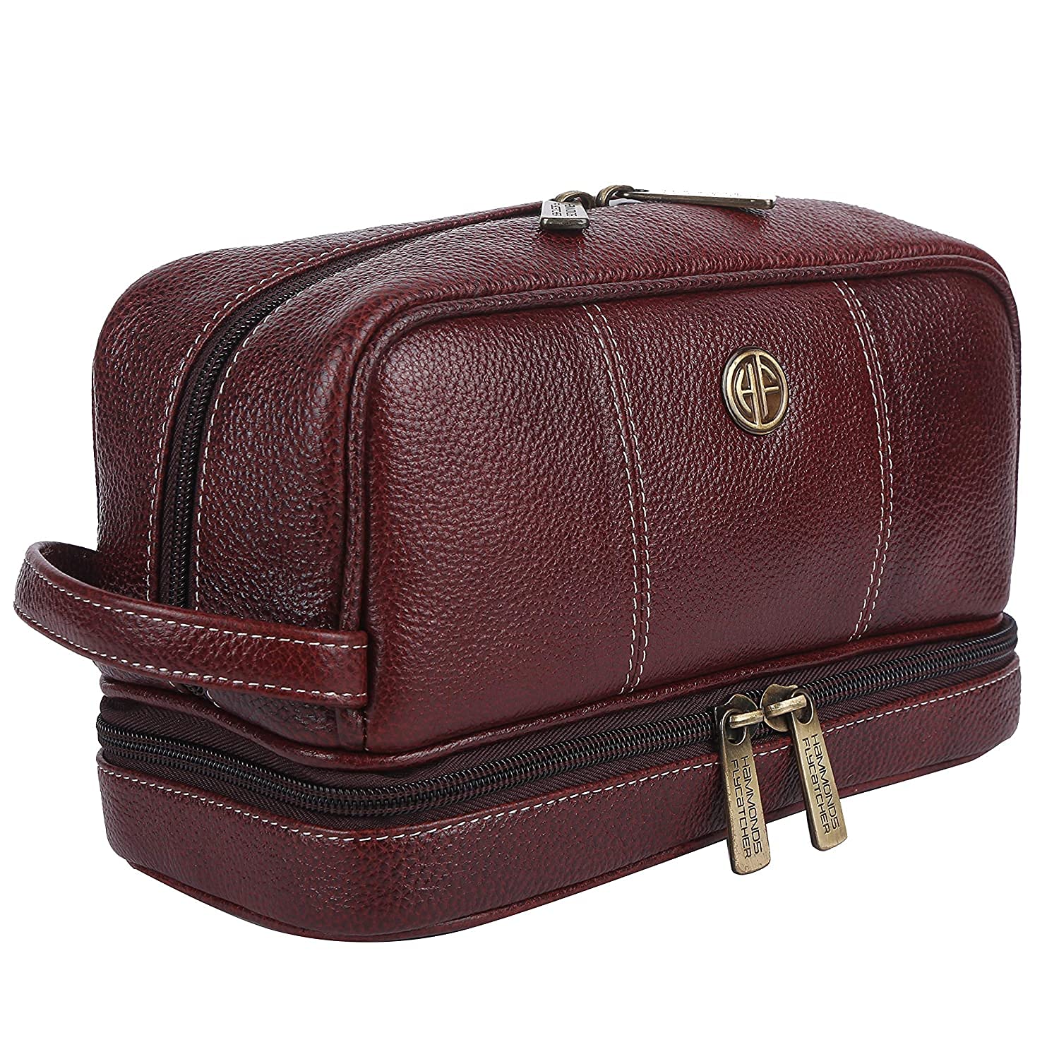 Hammonds Flycatcher - Neceser de piel auténtica de 11 cm para hombre, marrón, kit de cuero Dopp, neceser de aseo para hombre, bolsa de aseo para hombre, bolsa de aseo de viaje, estuche de tocador