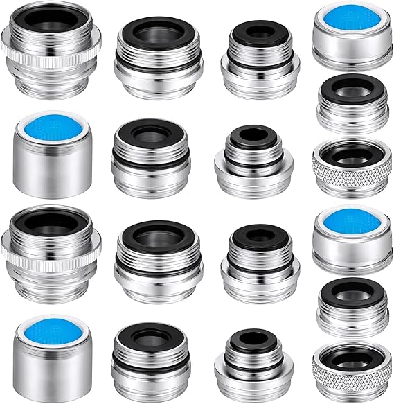 18 Pieces Faucet Adapter Kit Brass Male and Female Sink Aerator Adapter