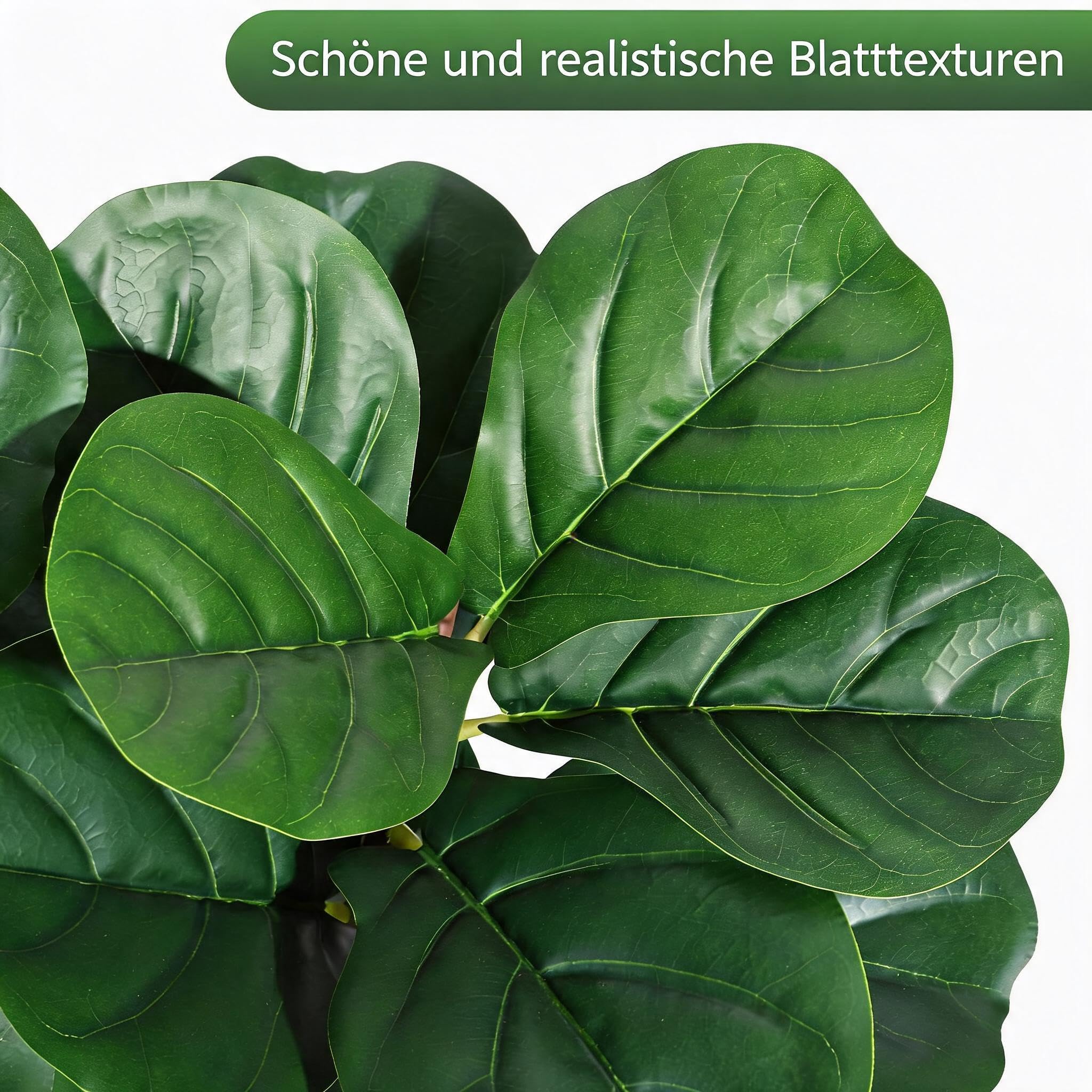 Kunstpflanzen Groß Artificial Violin Fig Tree 210 cm | Künstliche Pflanzen,Weißen Blumentöpfen Mit Kies Pflanzen,Kunstpflanze Outdoor Wetterfest, Wohnzimmer, Schlafzimmer