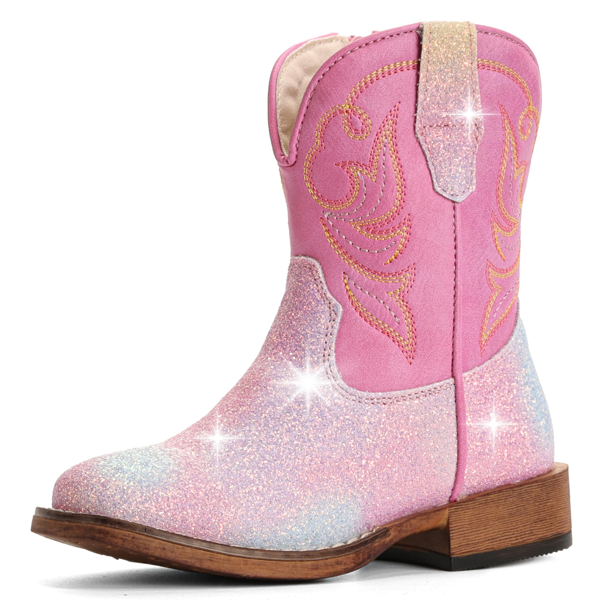 Girls Cowgirl Boots Toddler Boys Cowboy Boots for Kids Western Square Toe Riding Mid Calf Boot — view 19