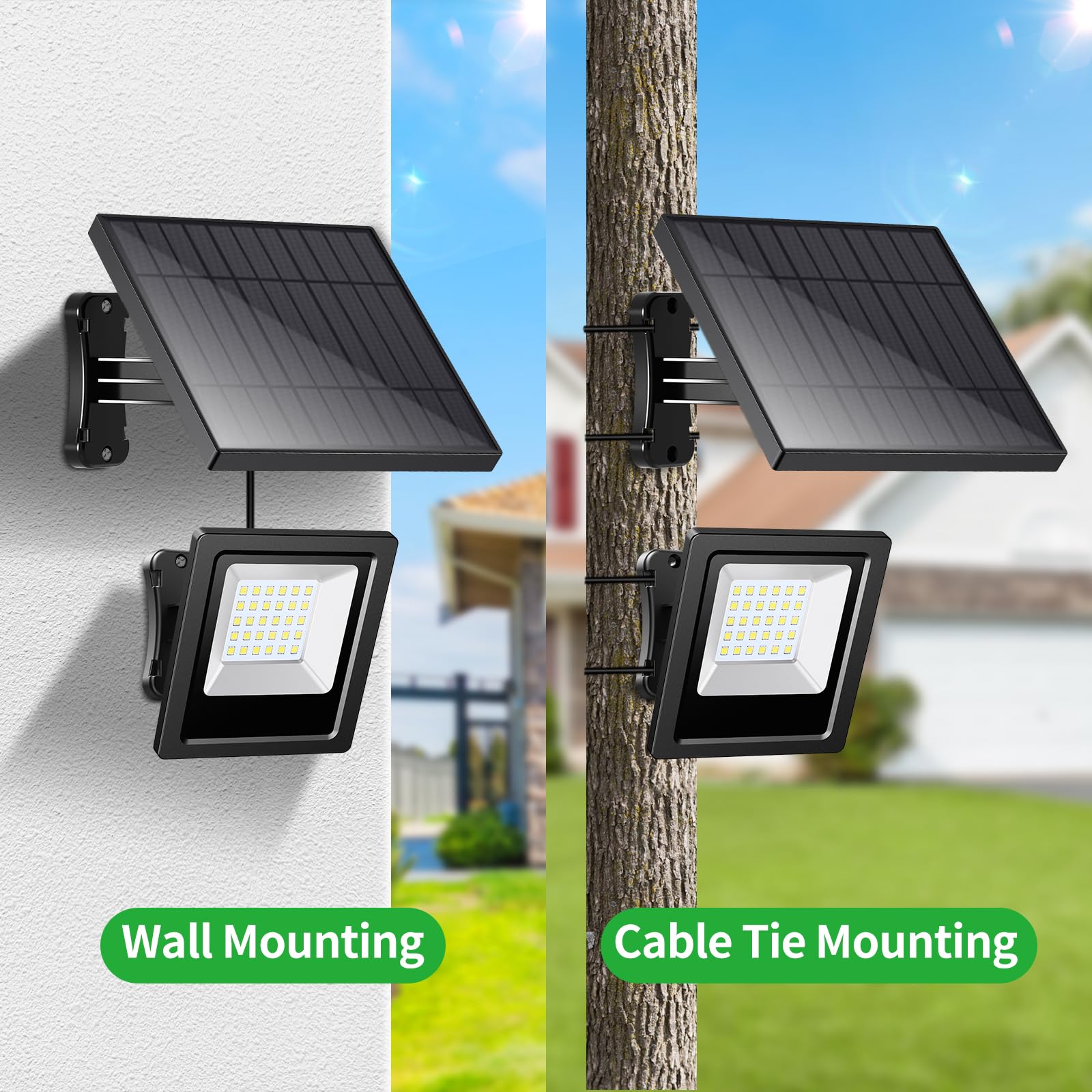 Solarleuchten für den Außenbereich, Solar-Flutlichter, IP65, wasserdicht, Dämmerung bis Morgendämmerung, automatisches Ein-/Ausschalten, hellweiß, Hof, Terrasse Pool