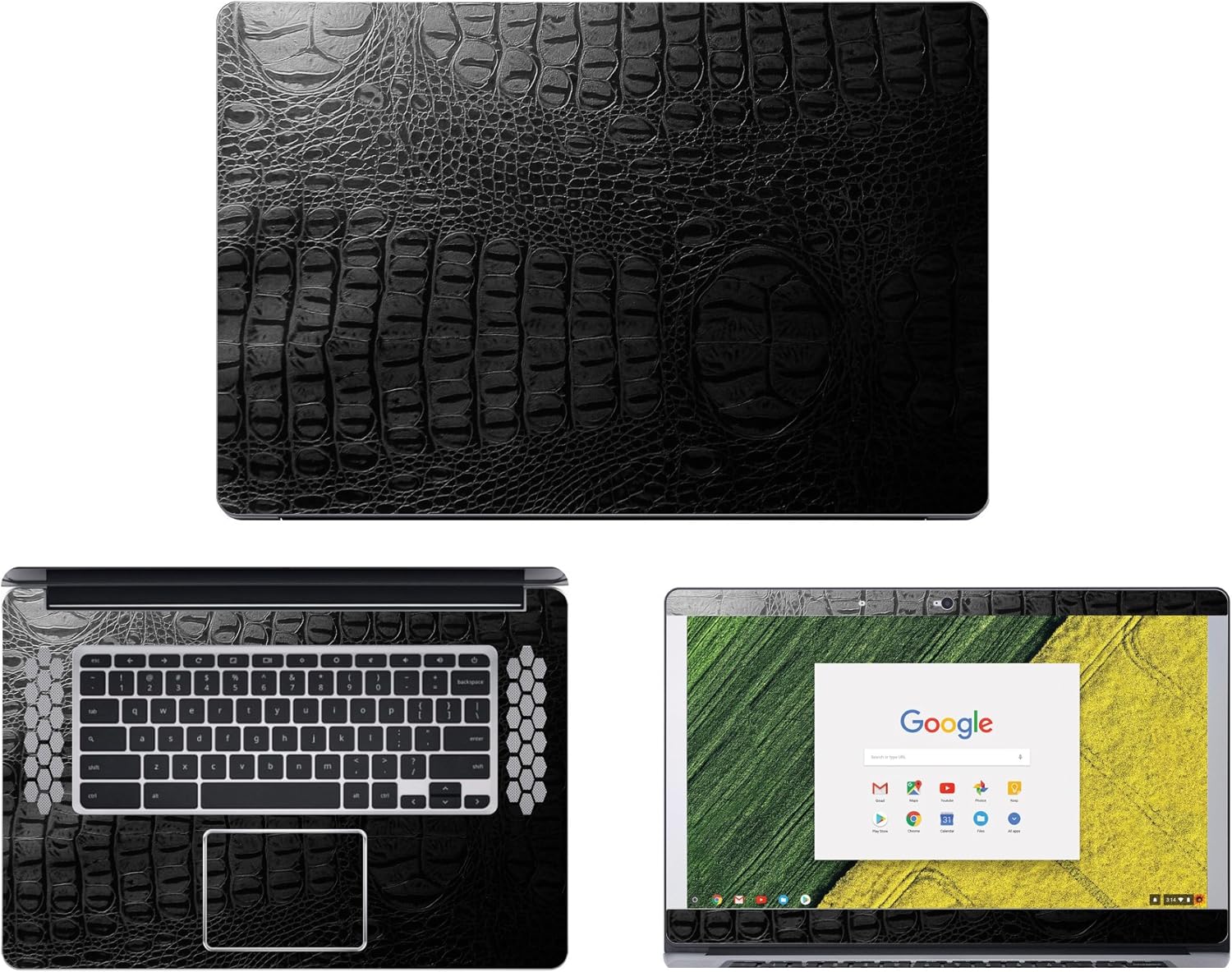 Decalrus - Protective Decal for Acer ChromeBook 15 CB515-1HT-P39B (15.6" Screen) Laptop Crocodile Skin Pattern Texture Skin case Cover wrap CROacerChromebook15CB515_1HTBlack