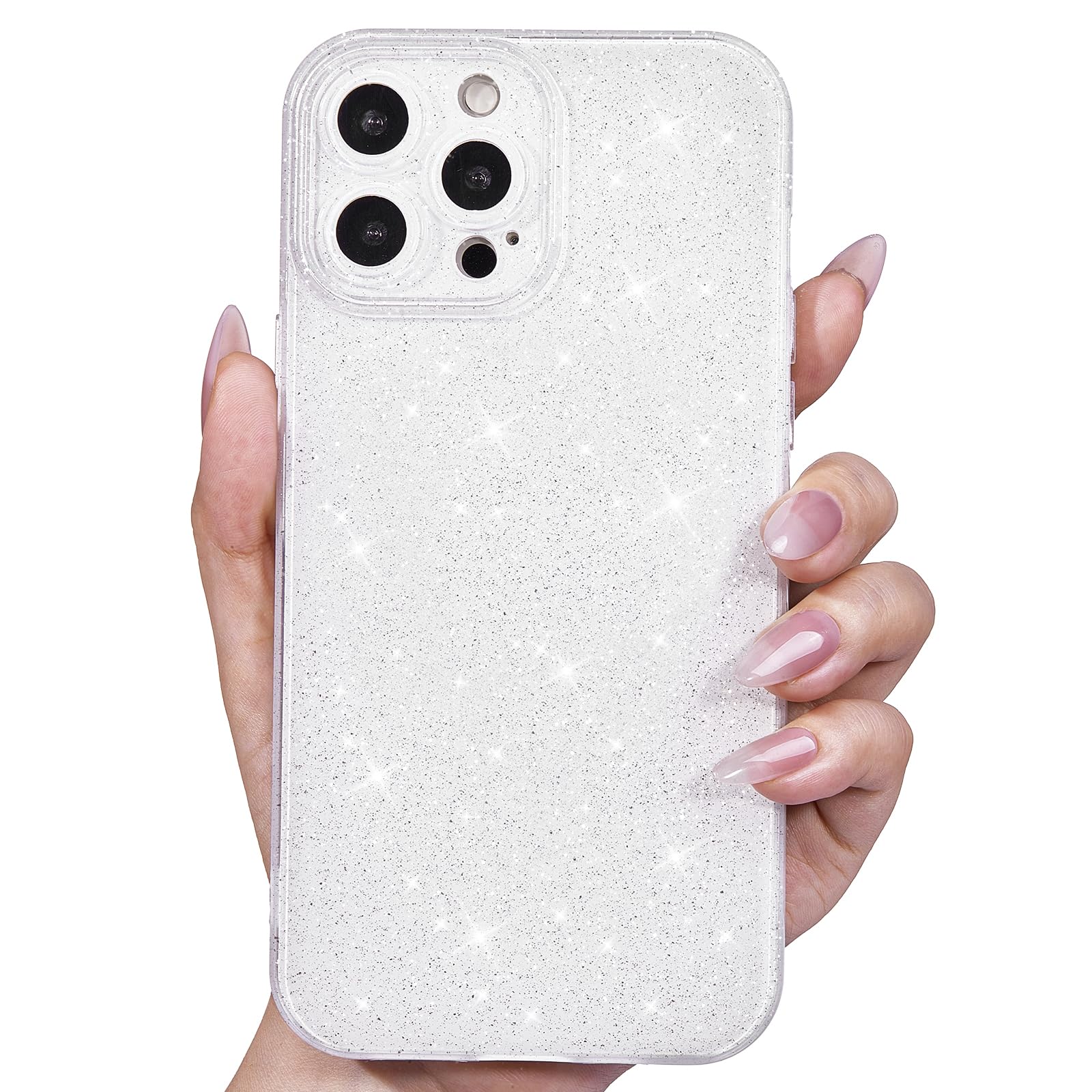 Svanove for iPhone 16 Pro Case Glitter, Sparkly Girly Cute Bling Sparkle Shiny Shimmer Bright Phone Case for Women Girls, Glittery Thin Slim Jelly