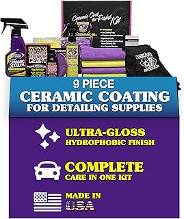 Wizards Ceramic Coat for Paint Kit - 9 Piece Ceramic Coating for Detailing Supplies - Provides High Gloss, Luster, Shine and Protection for Vehicles - Versatile Car Scratch Remover for Auto Detailing