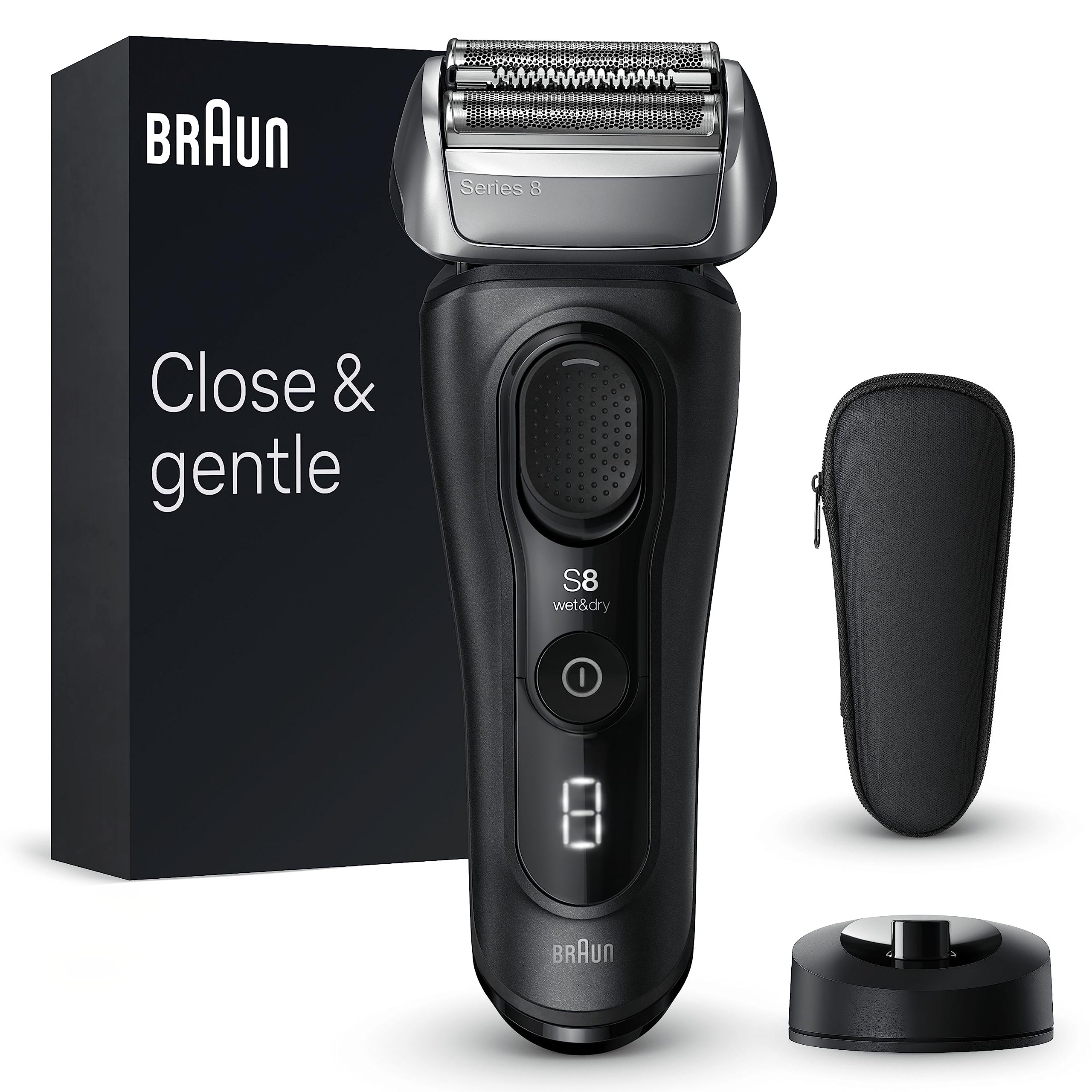 Braun Series 8 Afeitadora Eléctrica Hombre, Máquina de Afeitar Barba, Base De Carga, Afeitadora Eléctrica En Seco Y En Mojado, 8510s, Negro
