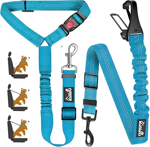 Miniatura 1 de Lukovee Correa de cinturón de seguridad para perros para automóviles, paquete de 2 cinturones de seguridad para mascotas con hebilla ajustable y