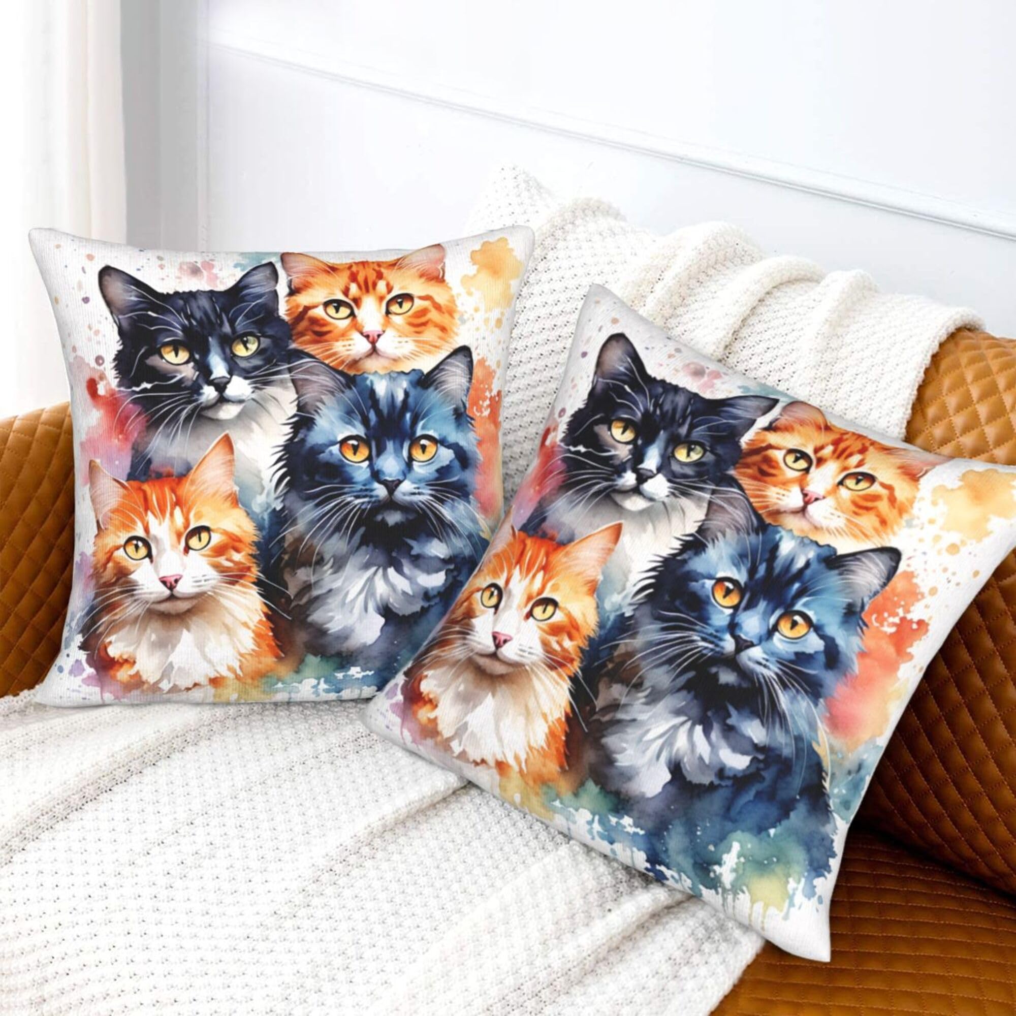 Amazon.co.jp: OHORTEB 猫 クッションカバー 2枚 かわいい デザイン