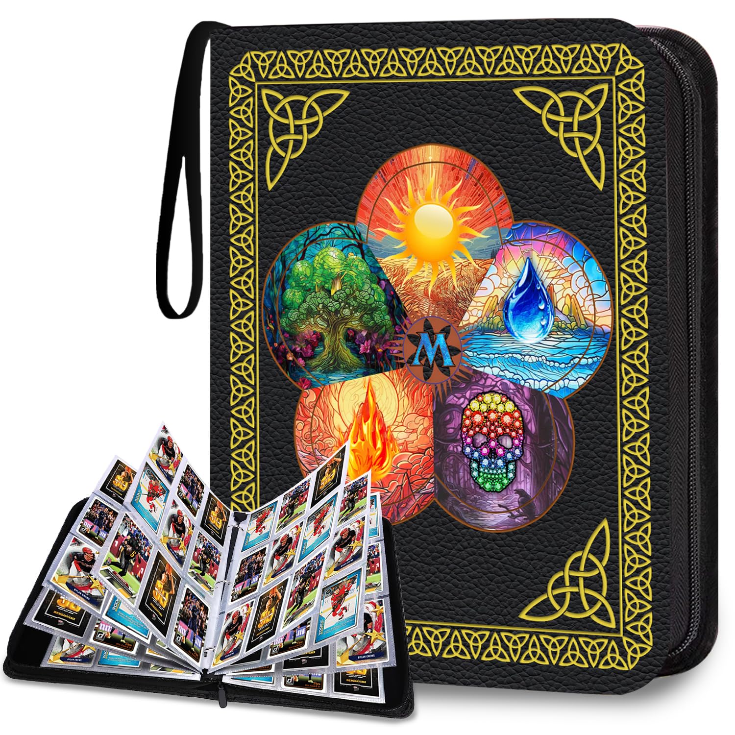 Lomoneh MTG Binder, 9 Pocket Trading Card Binder Holds 900 Cards, Faux Leather Cover/Quality Smooth Zipper/Double Sided Pocket Pages, Premium