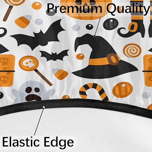 Miniatura 4 de KOBLEN Bat Candy - Mantel de Halloween para exteriores con agujero para paraguas, impermeable, con cremallera, redondo, ajustable, con elástico,