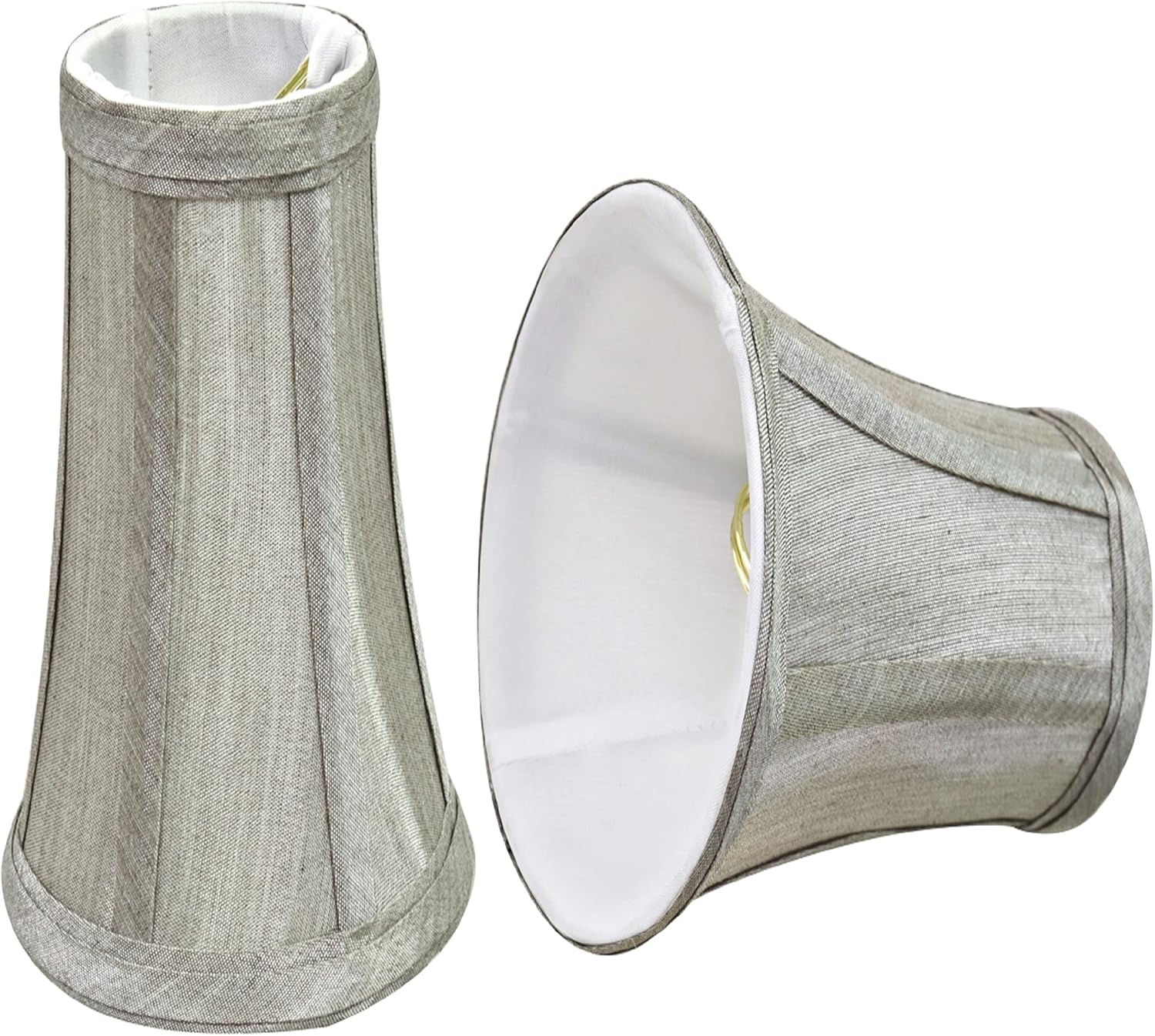 Aspen Creative 30246-2A, Bell Clip-On Chandelier Lamp Shade, Silver Grey, 2-1/2" Top x 4" Bottom x 5" Slant Height, Set of 2