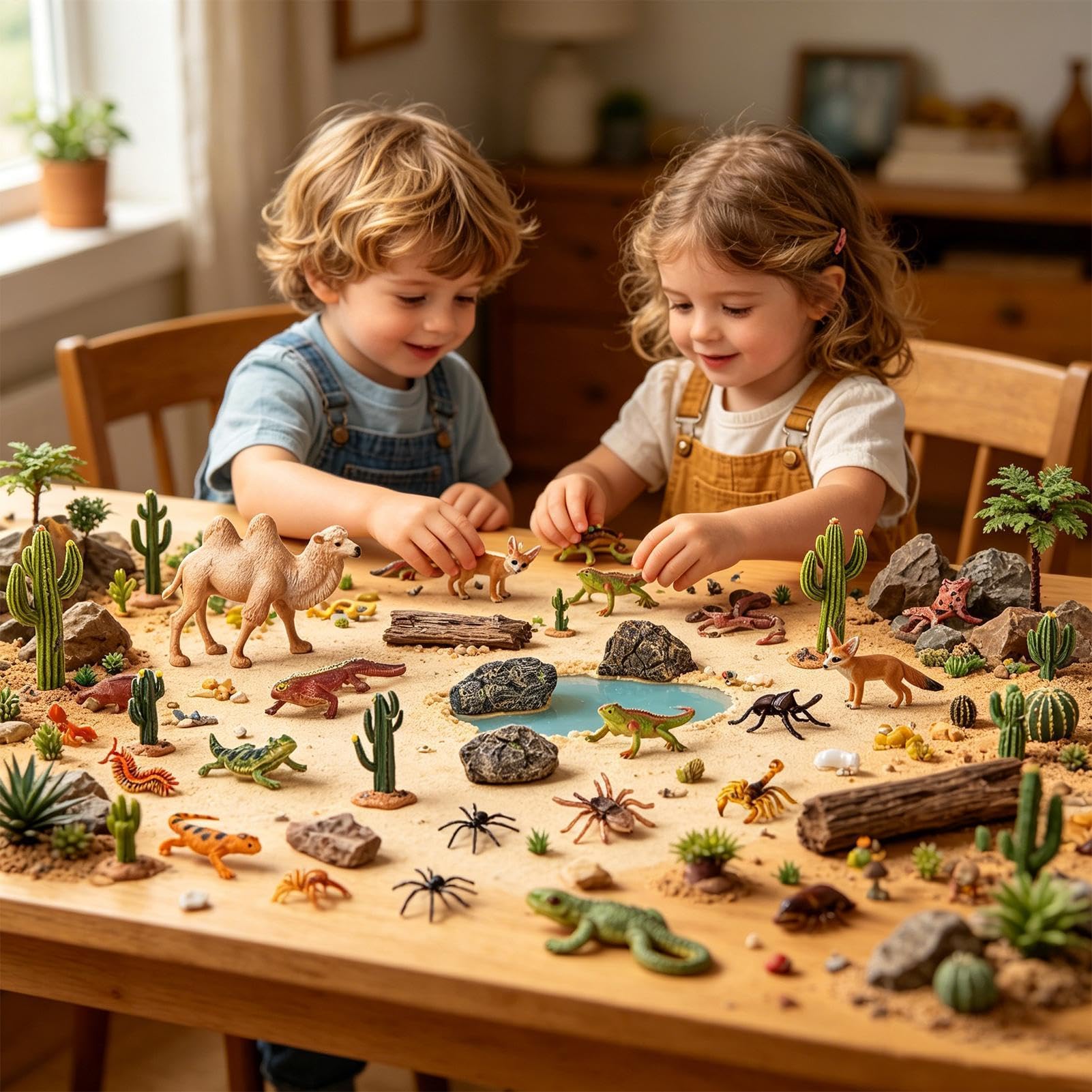 Animali del deserto,24 Pezzi Statue Di Piante,Figurine realistiche animali del deserto paesaggio miniatura - per casa bancone soggiorno mensola giardino tavolo scherzi