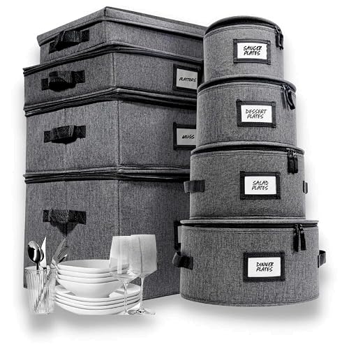 HOMELUX THEORY 8pc China Storage Containers for Dinnerware with Lid