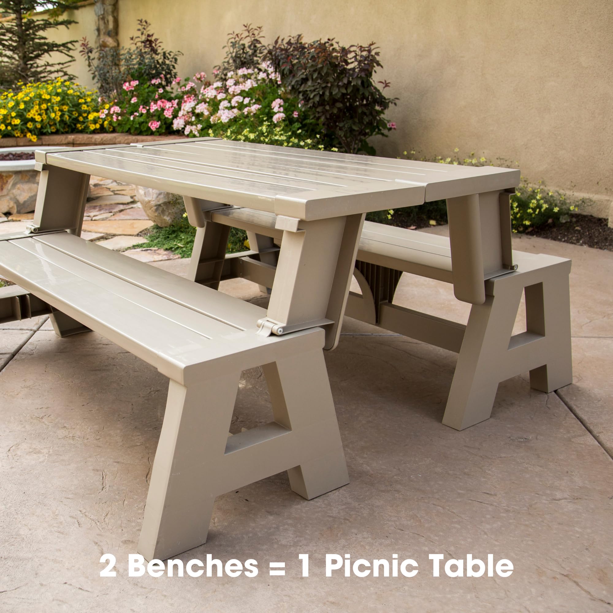 Convert a Bench Folding Resin Picnic Table and Bench | Driftwood