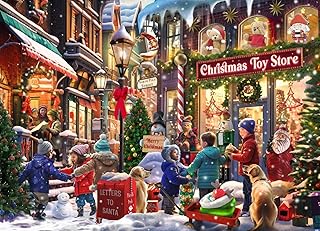Vermont Christmas Company Christmas Toy Store Jigsaw Puzzle 1000 Piece - Holiday Puzzle - Fully Interlocking & Randomly Shaped Pieces - 26 5/8