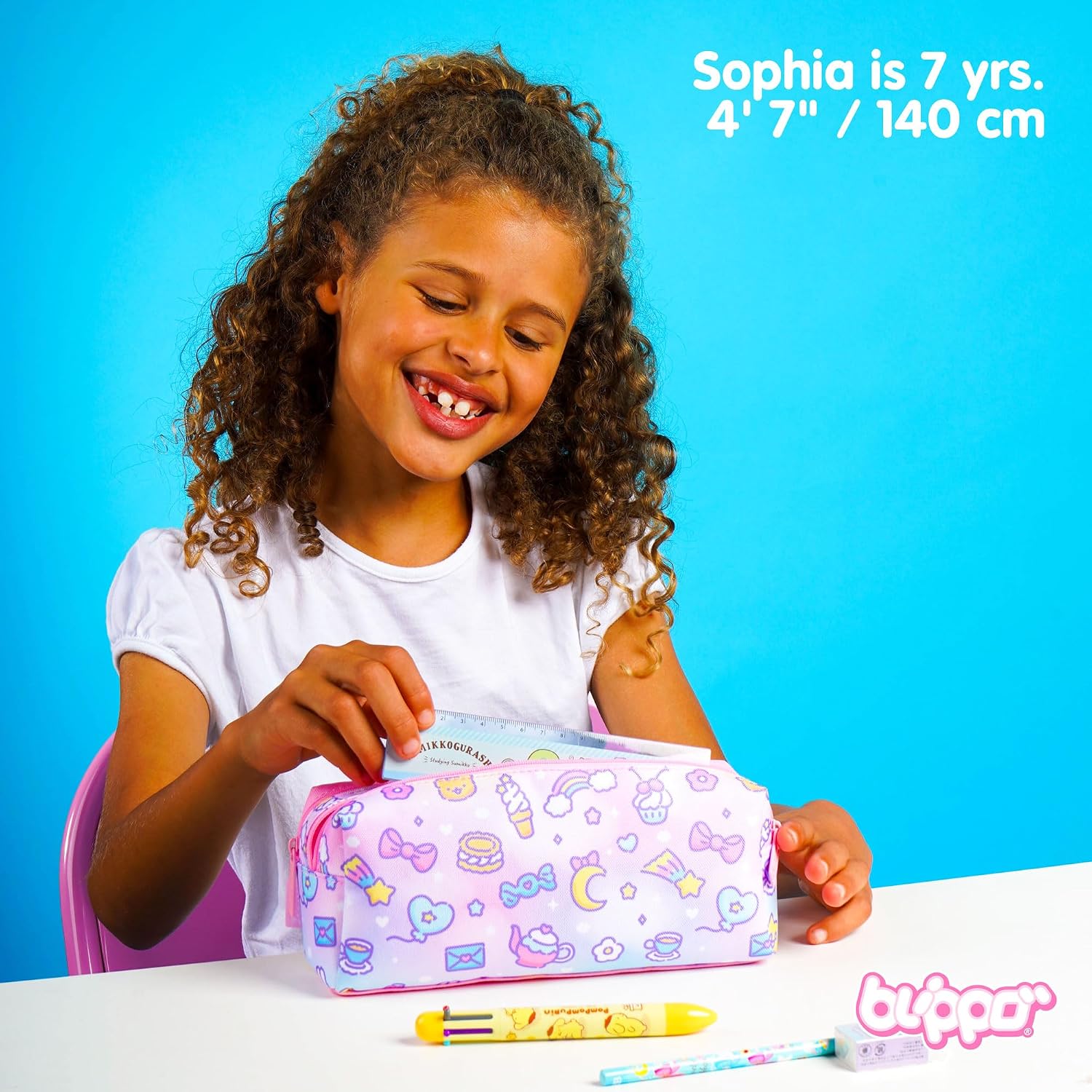Blippo® Cute Pencil Pouch for Girls - Two Compartments, Large Storage, Pink