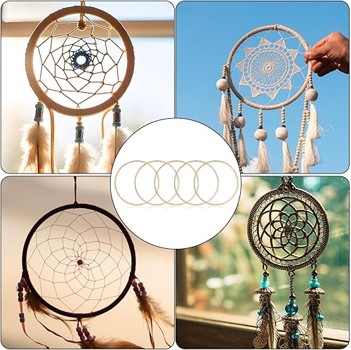 Miniatura 5 de Abeillo Paquete de 10 anillos de metal para manualidades, anillos de atrapasueños de 3 pulgadas, anillos de flores para macramé, anillos de metal