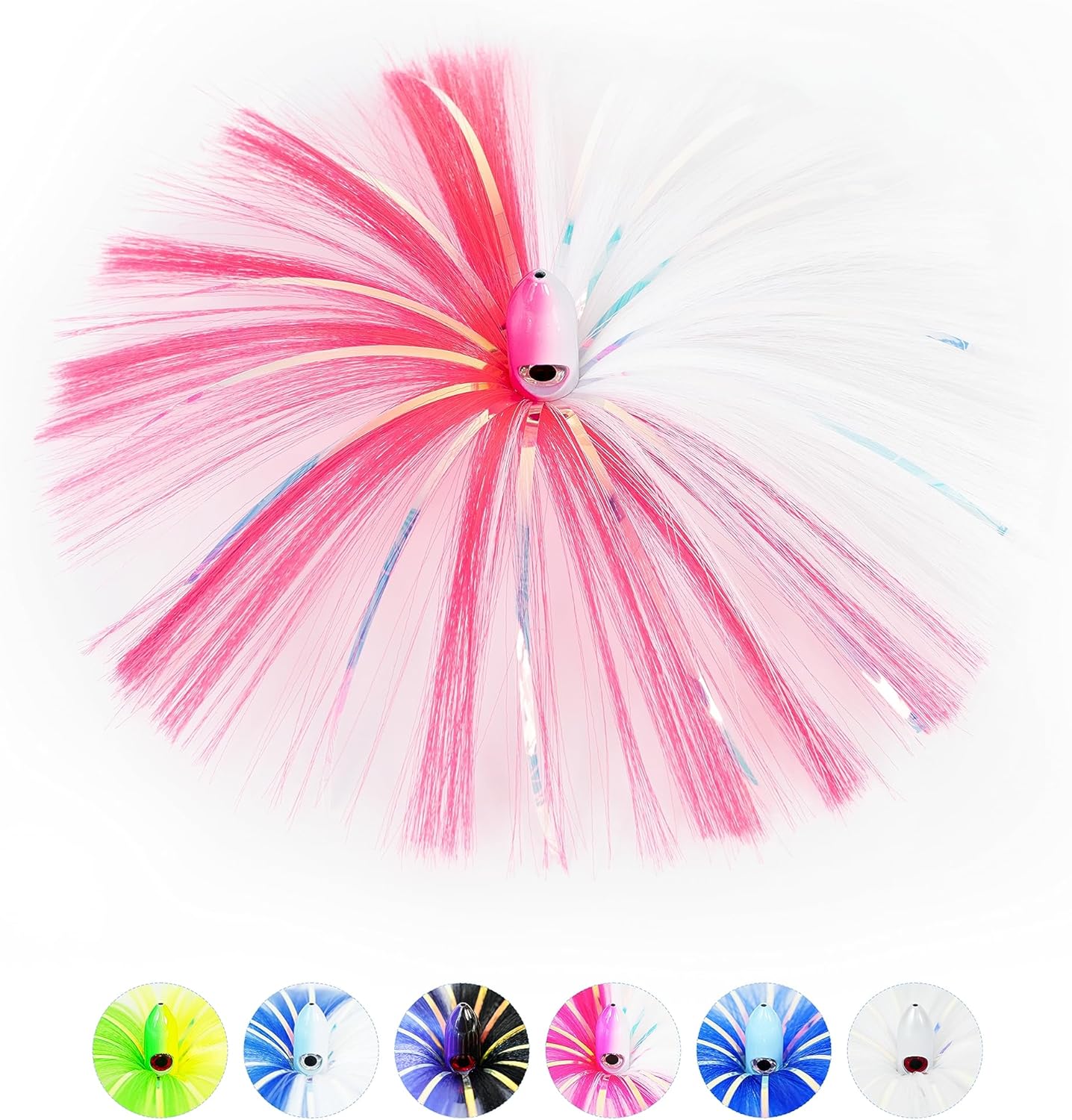 BLUEWING Sea Trolling Lures with Lead Head Saltwater Fishing Witches Big Game Ballyhoo Skirt for Tuna, Wahoo, Sailfish, Mahi Mahi 1oz, 2oz, 4oz, 6oz, 8oz
