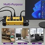 Fosmon 10 Outlets Heavy Duty Power Strip Metal Surge Protector 3150J, 15ft | Wall Mountable Power Bar 15A Extension Cord For Garage, Workshop, Garden, Kitchen, Home Office, School Accessories ETL Listed