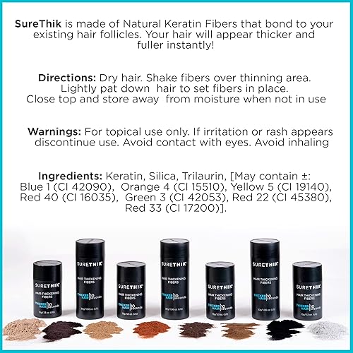 Miniatura 7 de SureThik Paquete de fibra espesante para el cabello de 0.53 oz (gris) y spray de sujeción (3.4 onzas)