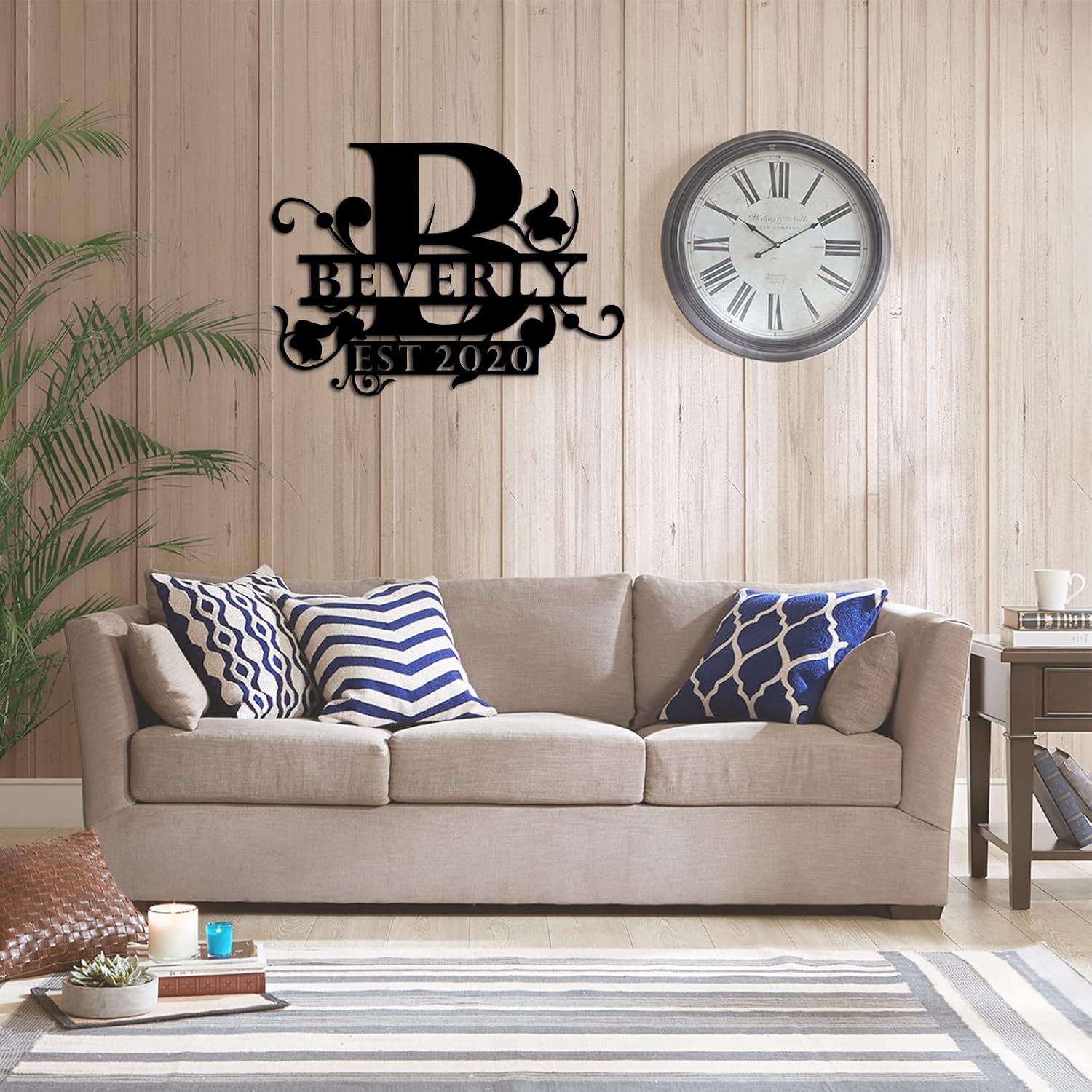 Custom Metal Name Sign, Split Letter Last Name Sign, Personalized Family Name Sign with Custom Date, Durable Monogram Wall Decor, Perfect Indoor and Outdoor Use-Black, (Size 12",16",18",20",22",24")