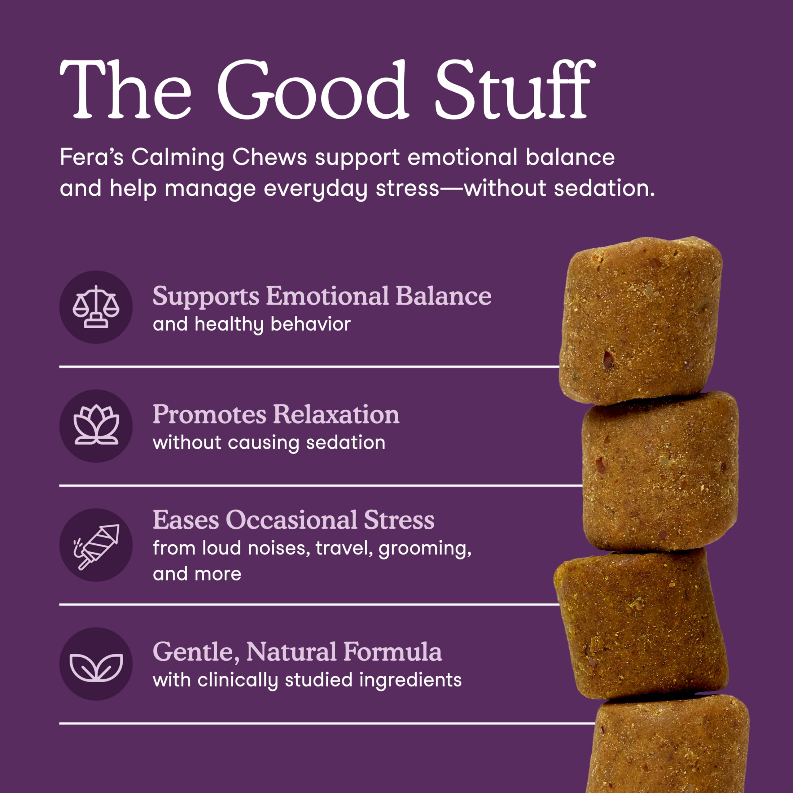 Fera Pets Dog Calming Chews - Helps Manage Everyday Stress & Separation - Promotes Relaxation - Ashwagandha & Priome® Mental Wellbeing Postbiotic Blend - 90 Soft Chews - image 2