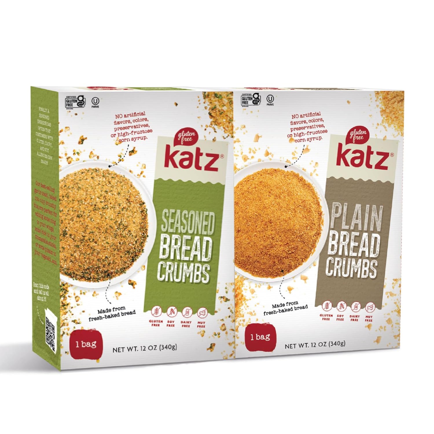 Katz Gluten Free Bread Crumbs Variety Pack. Includes Plain