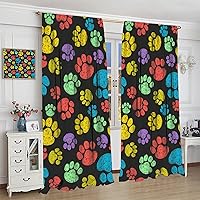 Vista 57 de Cortinas opacas con estampado de patas de perro, estampado de patas de perro y huesos, tratamiento de ventana, cortinas con aislamiento térmico
