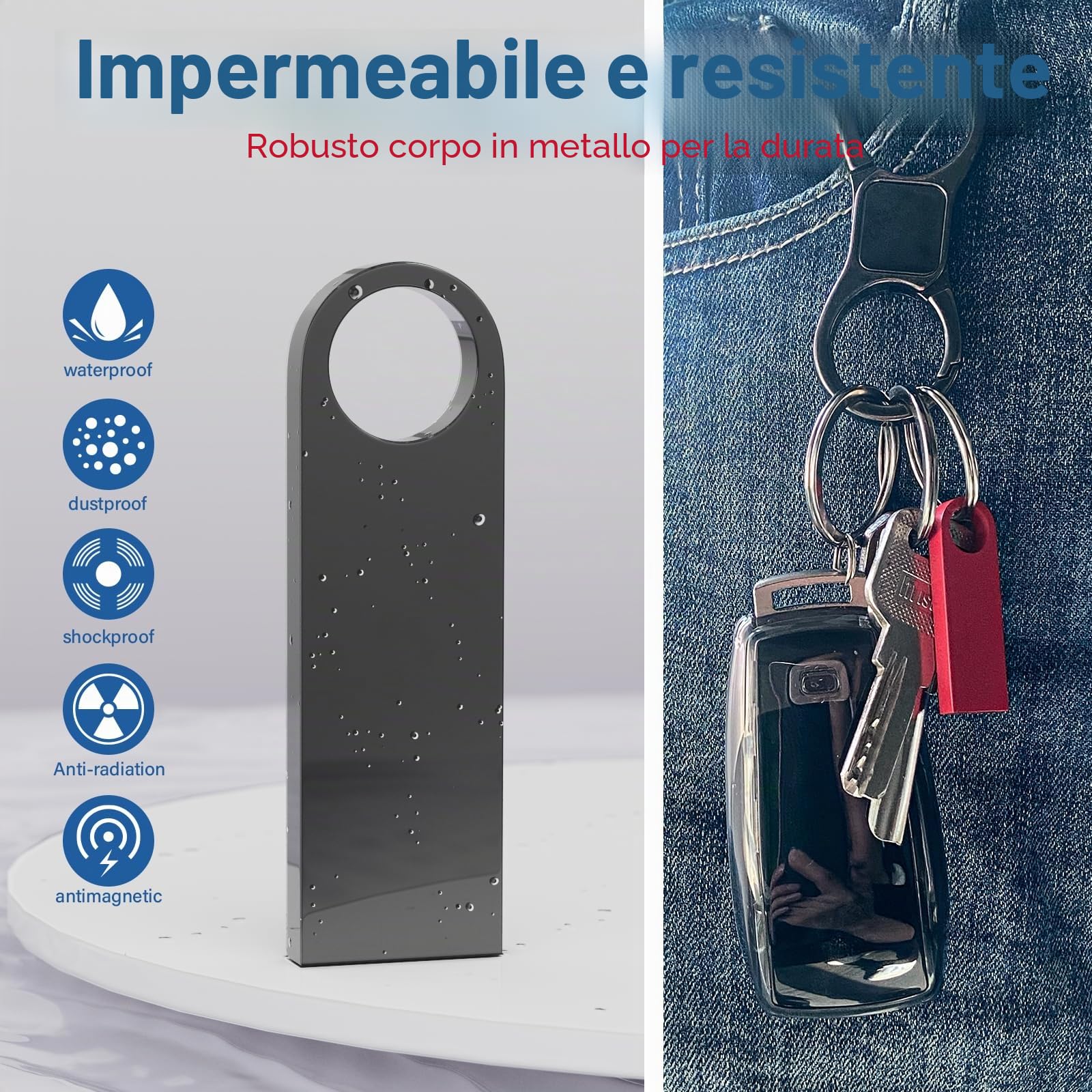 Chiavetta USB 8GB 5 Pezzi Impermeabile Metallo Pen Drive