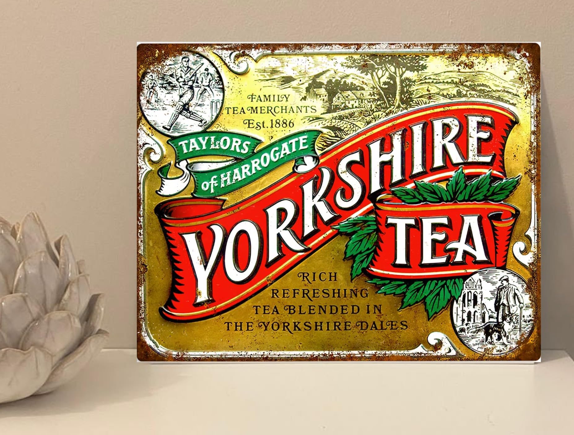 1x Yorkshire Tea Kitchen Retro Metal Novelty Plaque Sign Gift mt856 (250mm x 200mm)