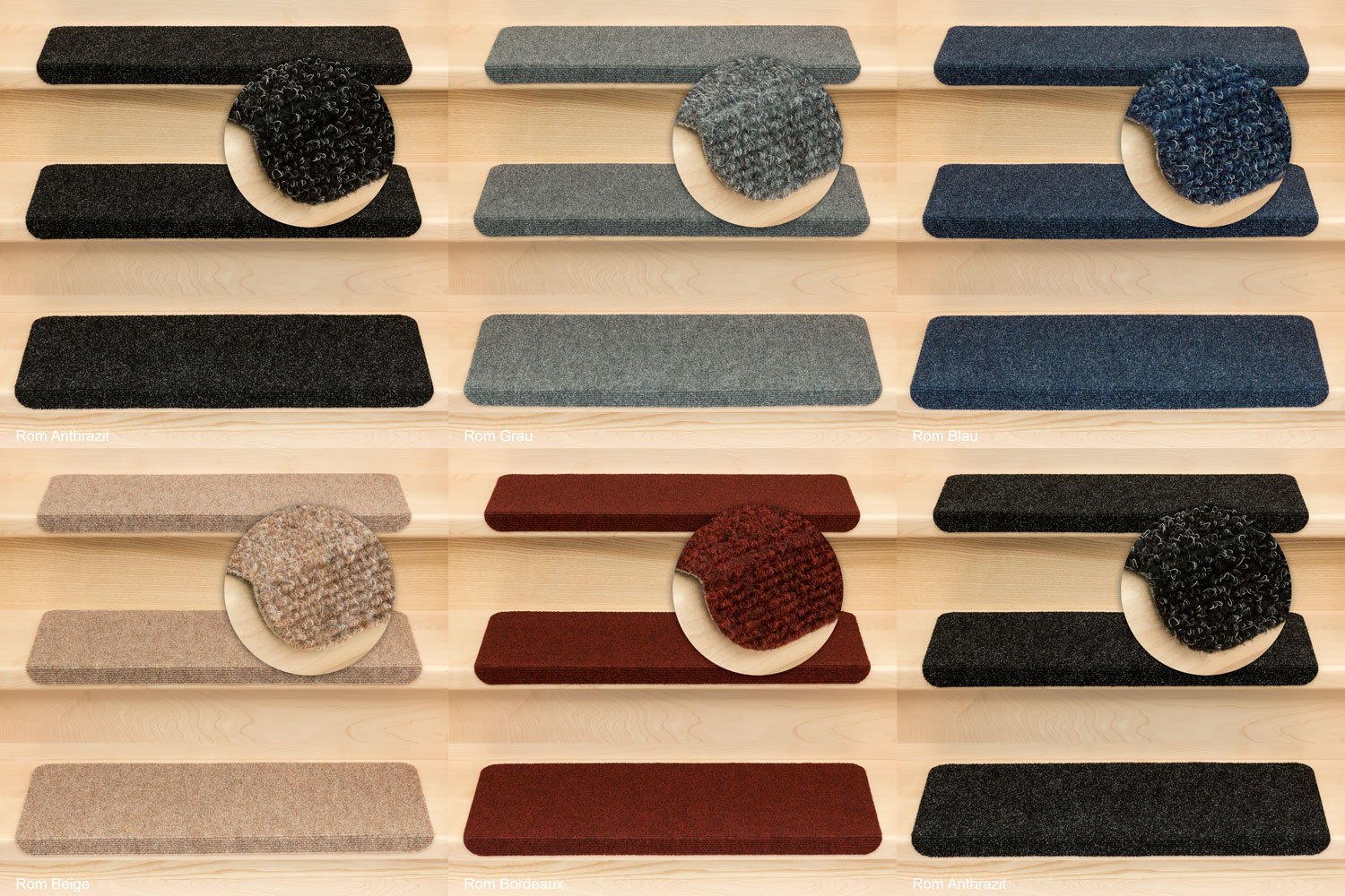 Kettelservice-Metzker Stufenmatten Ramon in verschiedenen Set Varianten | Rechteckig | 65x24x3,5cm | Anthrazit 18 Stück