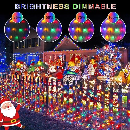 Miniatura 5 de JMEXSUSS 360 luces LED de red de Navidad de 12 pies x 5 pies para exteriores, luces de Navidad conectables con control remoto, luces de Navidad