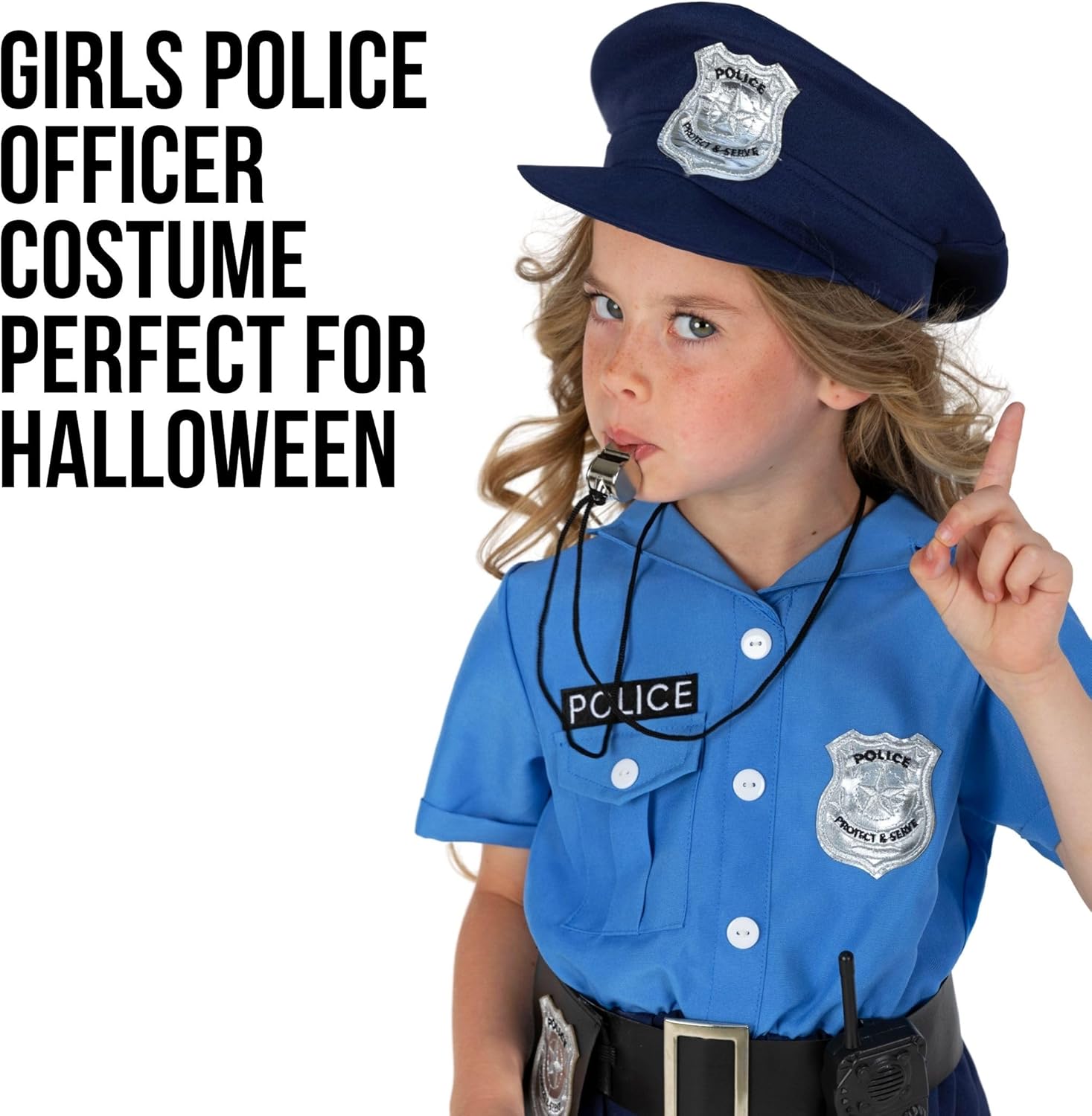 Morph Police Officer Costume For Girls, Cop Costume For Girls, Girl Police Officer Costumes Blue, Kids Halloween Costumes - Image 4