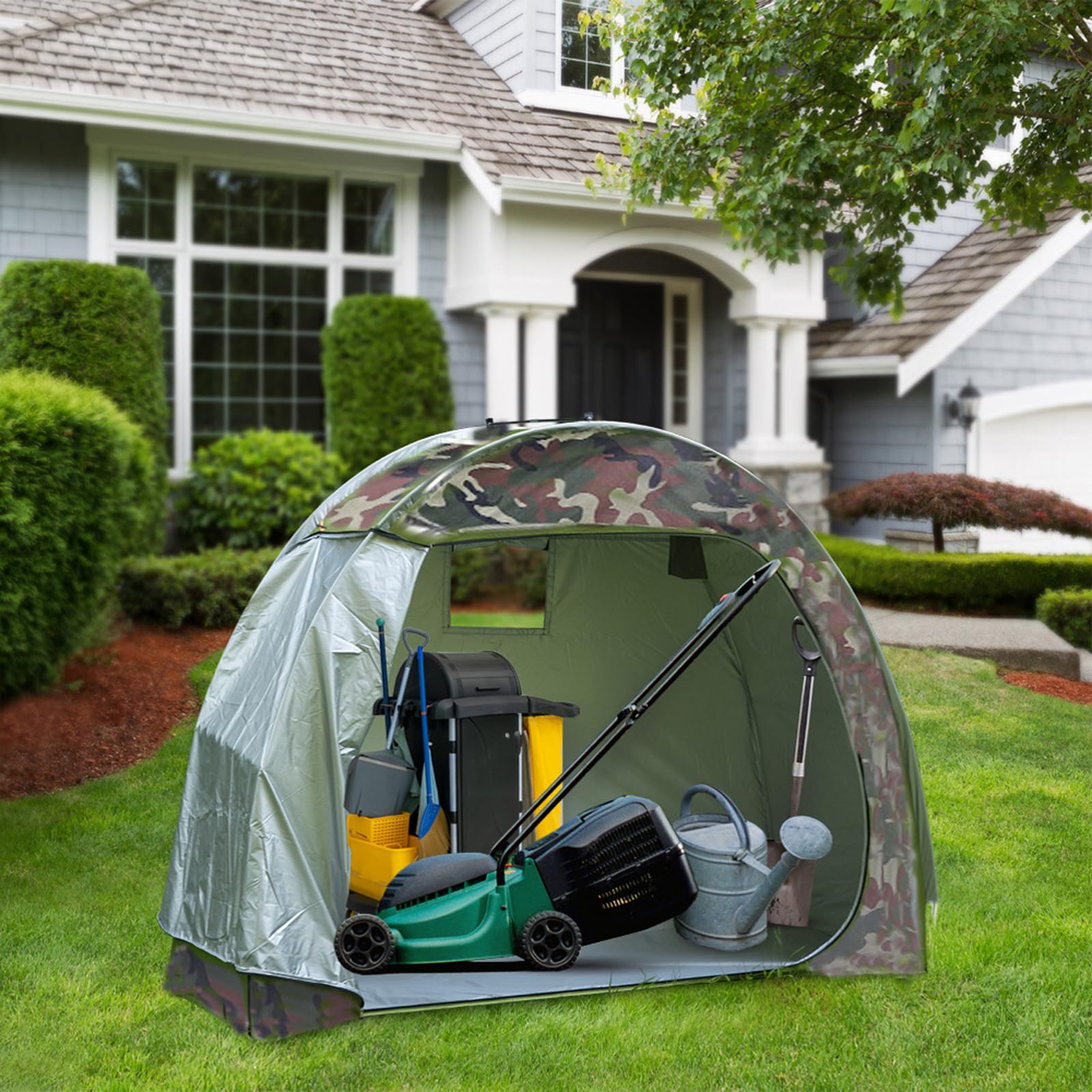 Bike Storage Shed Tent, Outdoor Bike Storage and Mobility Scooter Shelter for 2-3 Bikes, Waterproof Anti-uv 210D Oxford Fabric Garage/Garden Storage Tent Rain Shelter