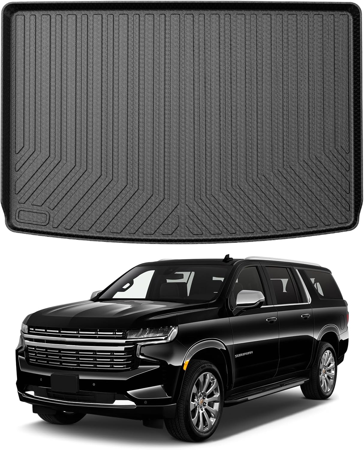 Mixsuper Cargo Liner for Chevrolet Suburban/GMC Yukon XL 2021-2023 2025, All Weather Trunk Liner Rear Cargo Mat Behind The 3rd Row Seats Black