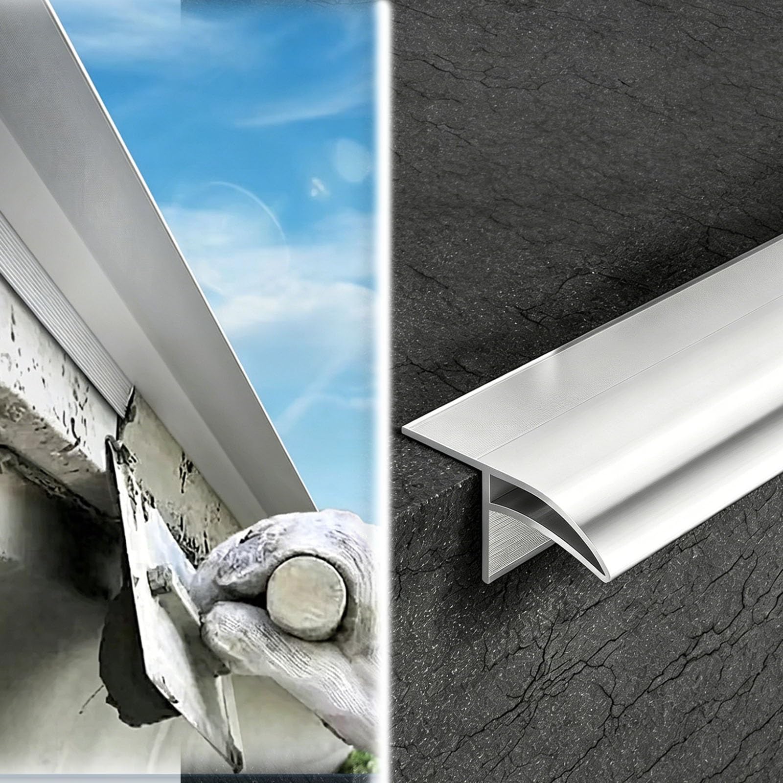Paquete De 1, 2, 3 O 4 Unidades De Perfil Vierteaguas Plateado para Pared; Protector Universal De Instalación con Cemento para Puertas; Tira | 4pack-4m/13.1ft,50mm-2in