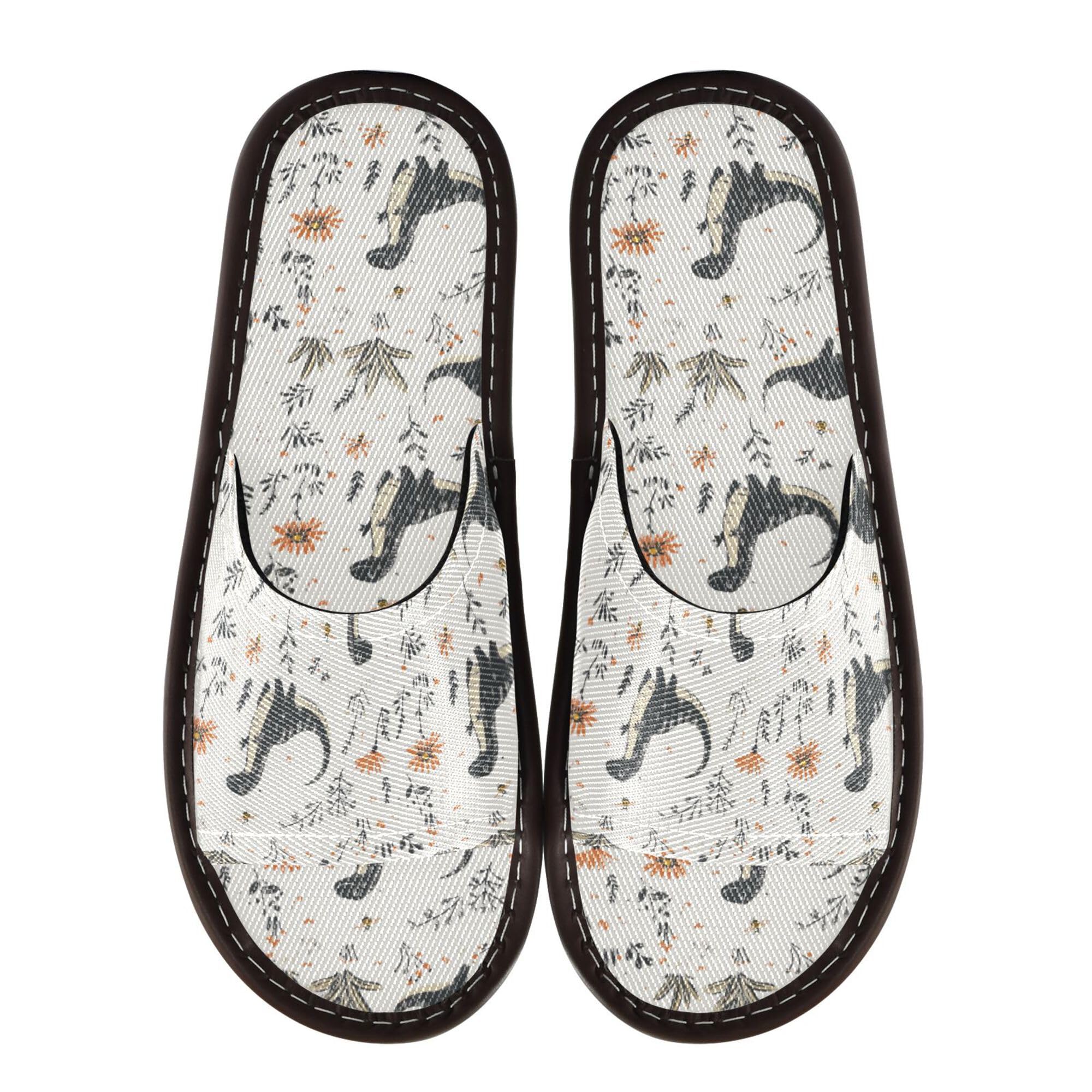 KLL Shower Slippers Indoor Portable Cute Slip on Home Shoes for Travel, Hotel, Party, Guests 4-5 Beauty Dinosaurs