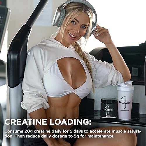 Miniatura 7 de Rule 1 Creatina en polvo  Monohidrato de creatina micronizada pura para ejercicio de alta intensidad y apoyo de masa corporal magra, saborizado y