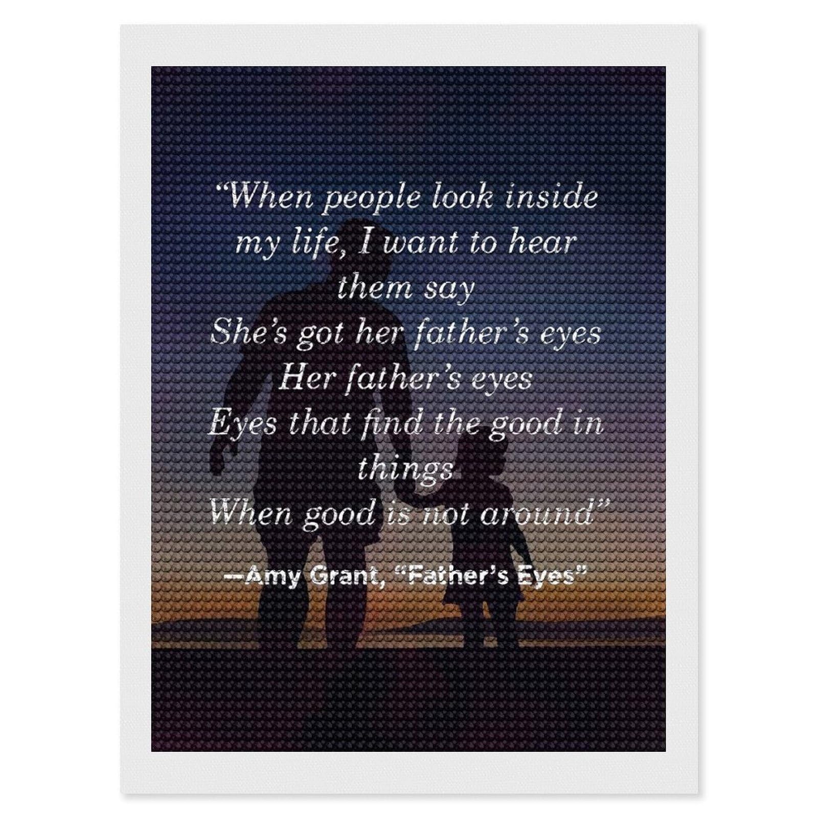 Junmoney Amy Grant Fathers Eyes Diamond Art Canvas 12"x16", for Creative Relaxation, Simple to Start, Aesthetic Room Decor, Holiday Gift Idea