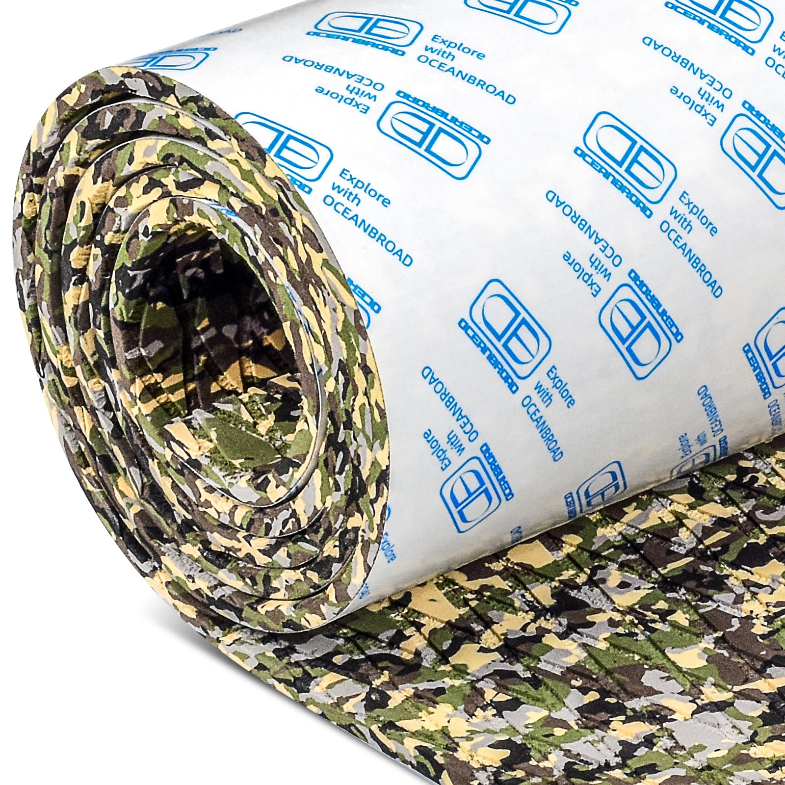 OCEANBROAD Self-Adhesive 96''x16''/23.5''/38''/47'' Camouflage Boat Flooring Non-Slip Traction Pad EVA Foam Sheet for Jon Boat Surfboard SUP Board Kayak, Camo Black/Blue/Green/Brown/Yellow/GrayClimatePartner certified