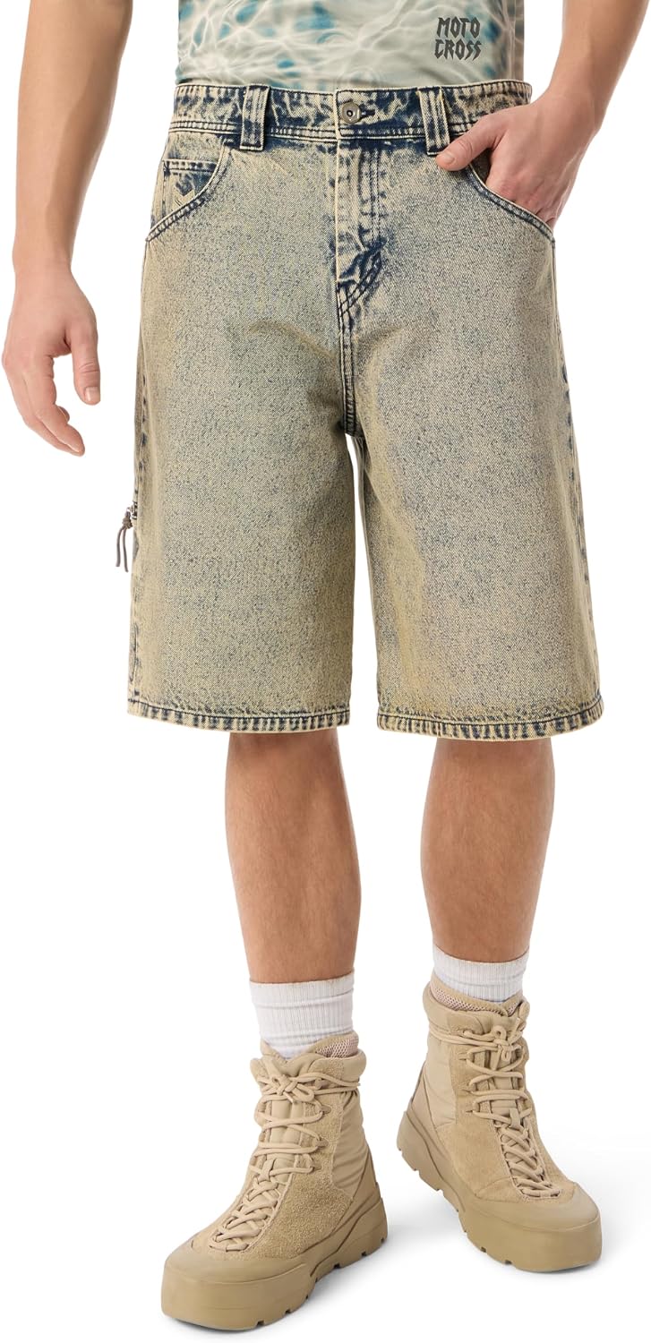 Cross-Eyed Moose Men's Dirt-Baggy Knee Length Jean Short with 6 Pockets Standard