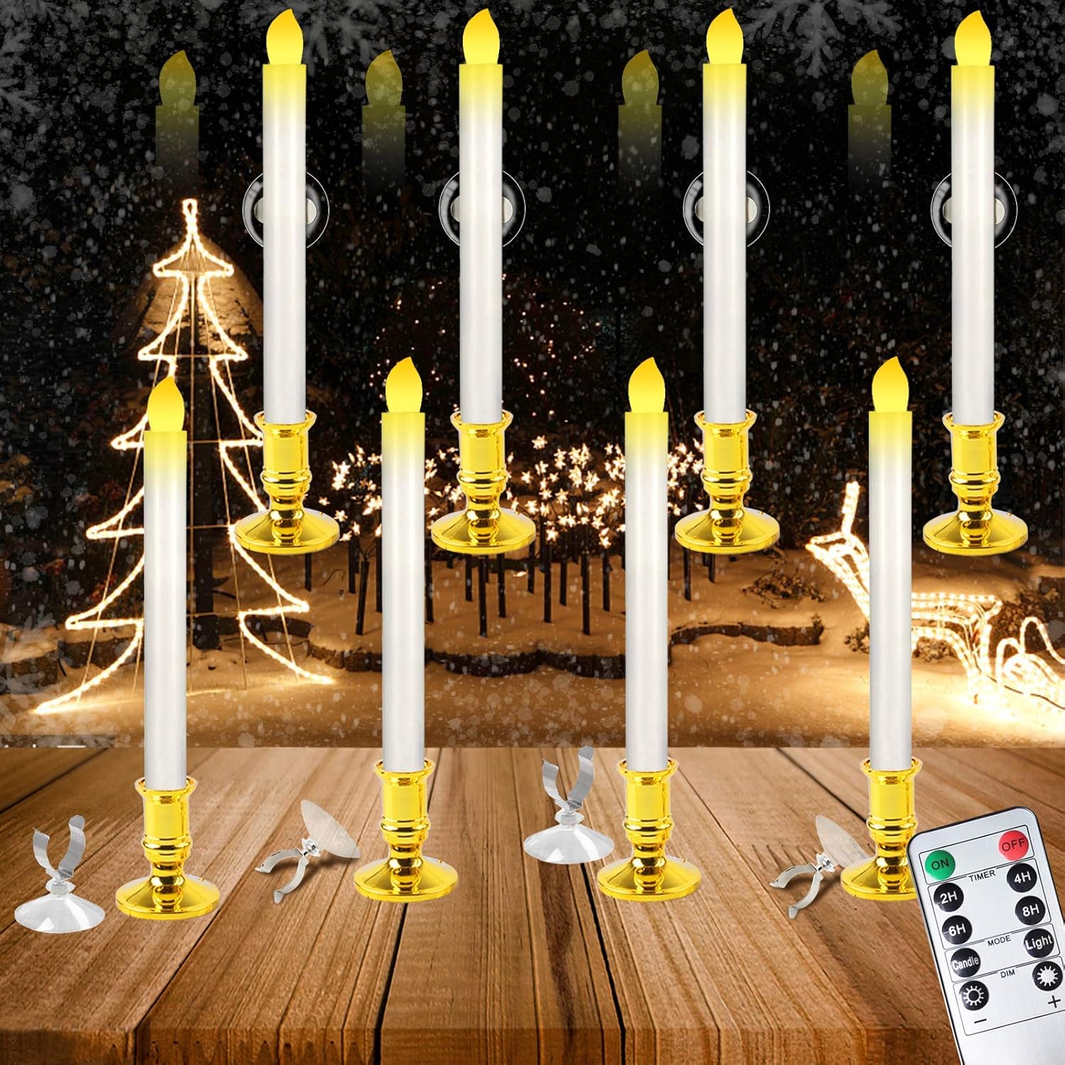 Christmas Window Candles Battery Operated, 8Pcs 10