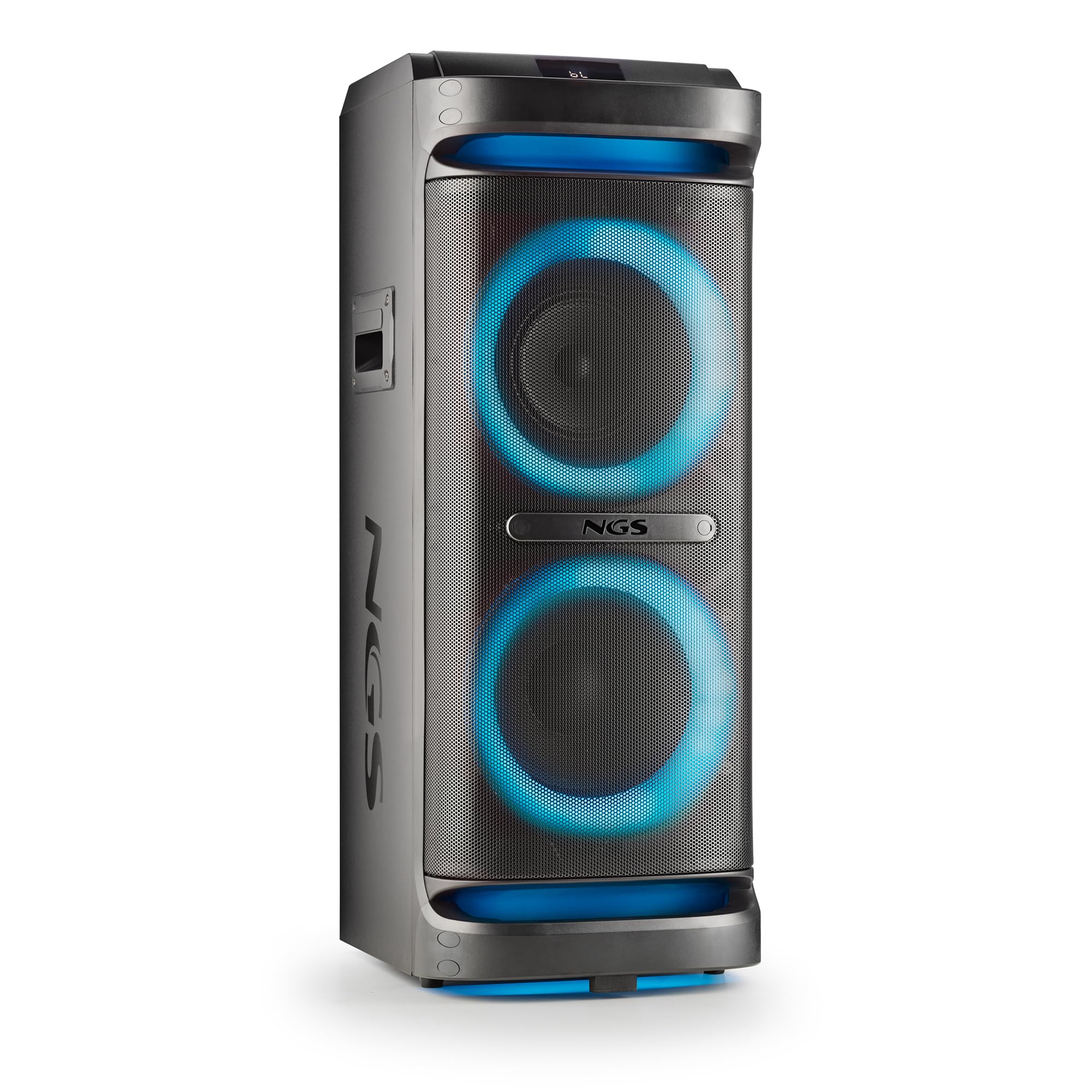 NGS Wild Space 2 – Portable Speaker, Compatible with Bluetooth Technology, True Wireless Stereo, Subwoofer + Dual Tweeter, Micro SD/USB/AUX IN, Wheels, Black