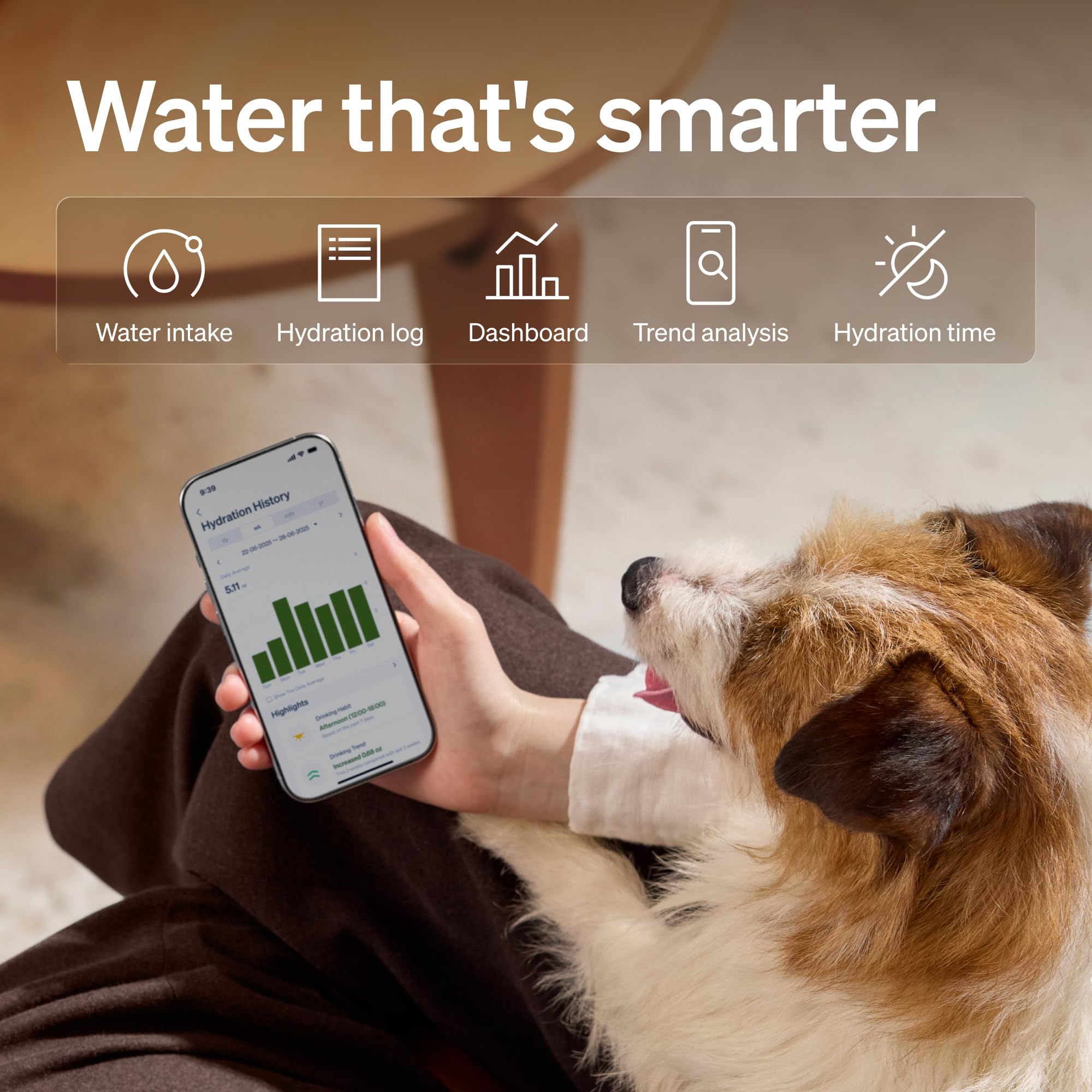 PETLIBRO - Fuente de Agua silenciosa para Perros, Bandeja de Acero Inoxidable, Fuente de Agua Inteligente para Mascotas para Perros en el Interior con monitoreo de Aplicaciones, Bandeja de Agua 3L