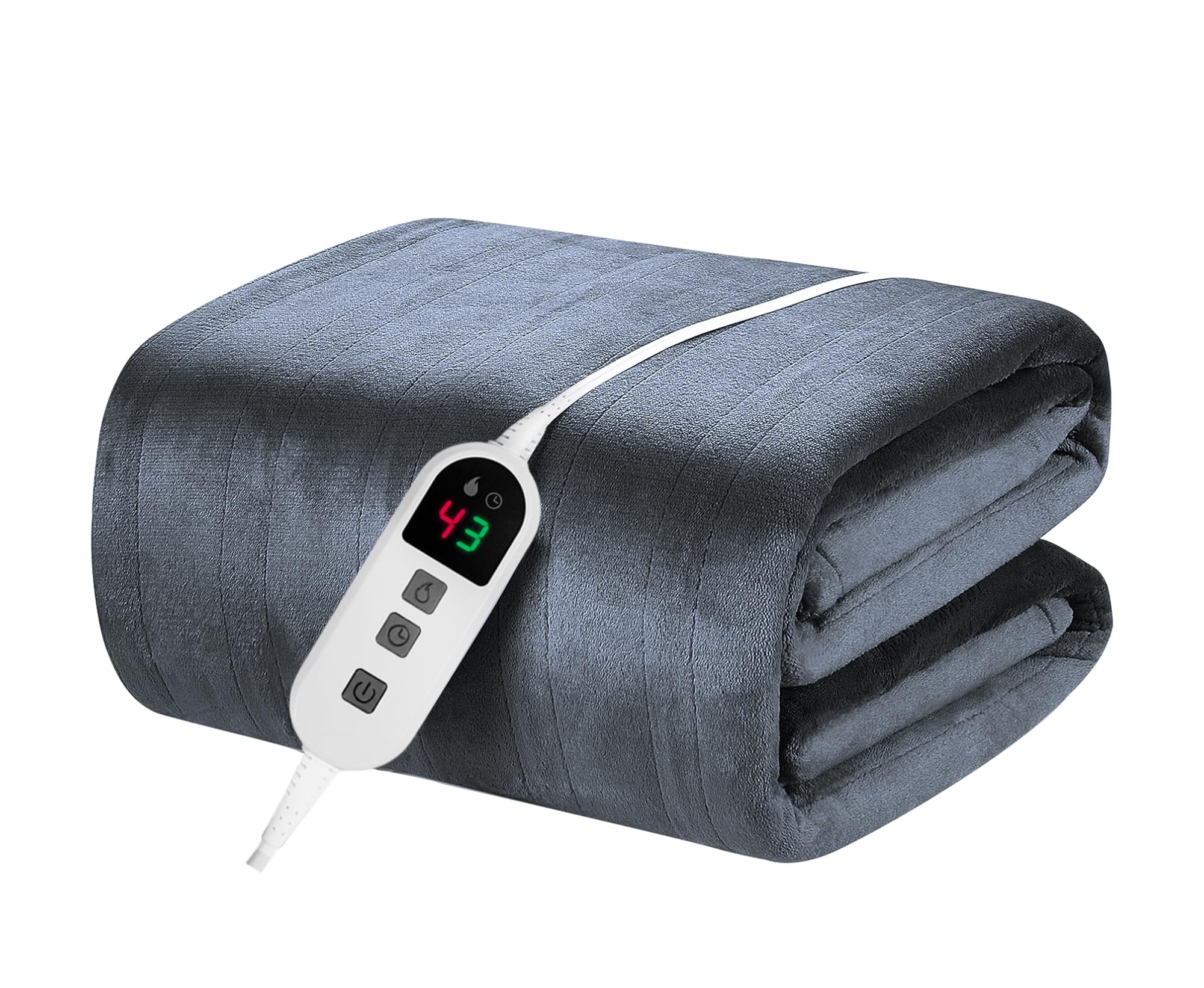 Heated Blanket, Electric Heated Blanket 160 x 130 cm, 10 Levels and Timer 1-9H Auto Shut-Off, Machine Washable, Flannel Warming Full Body, for Sofa, Warm, Thermal